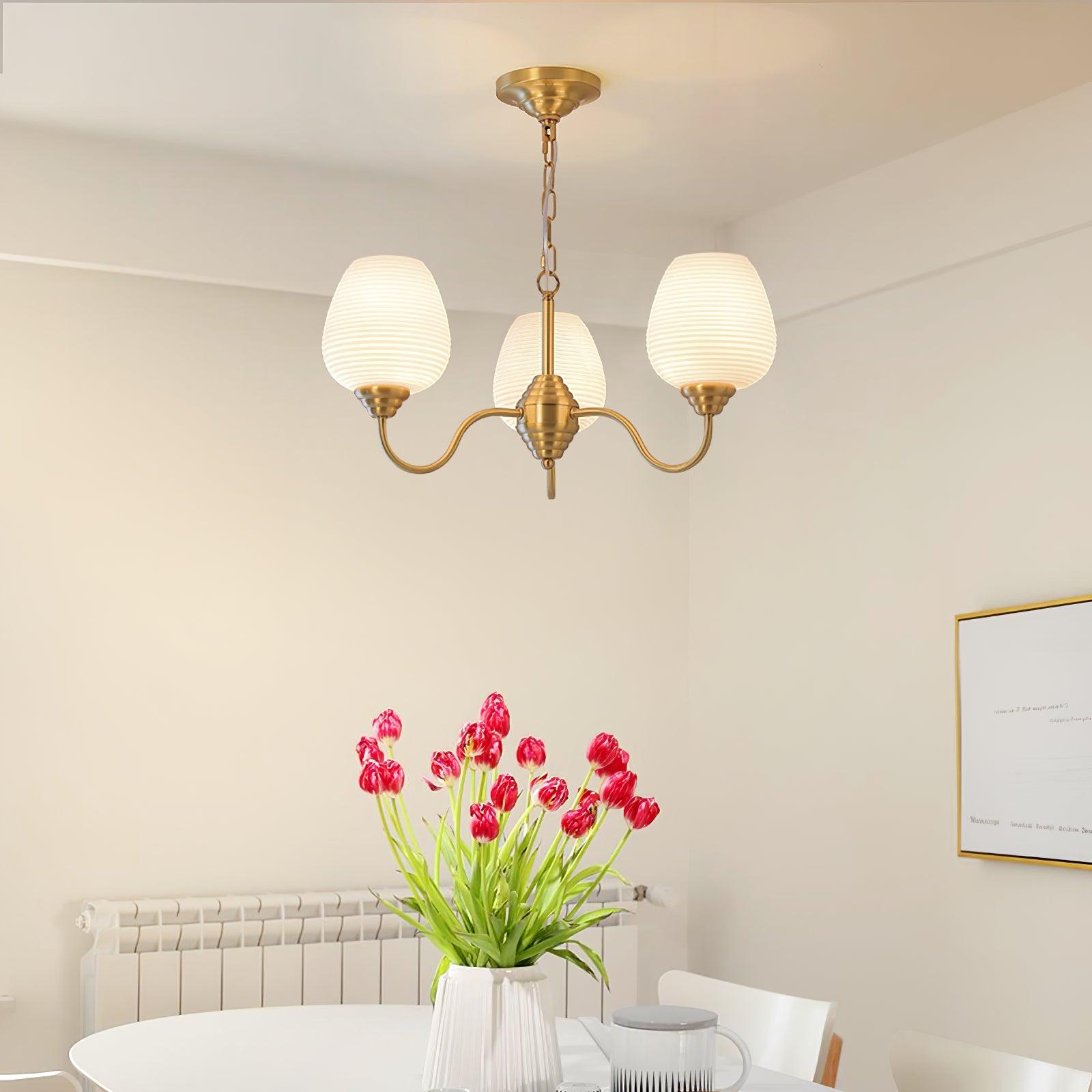 Lustra Chandelier Antique Brass White Glass-Neutral Decor
