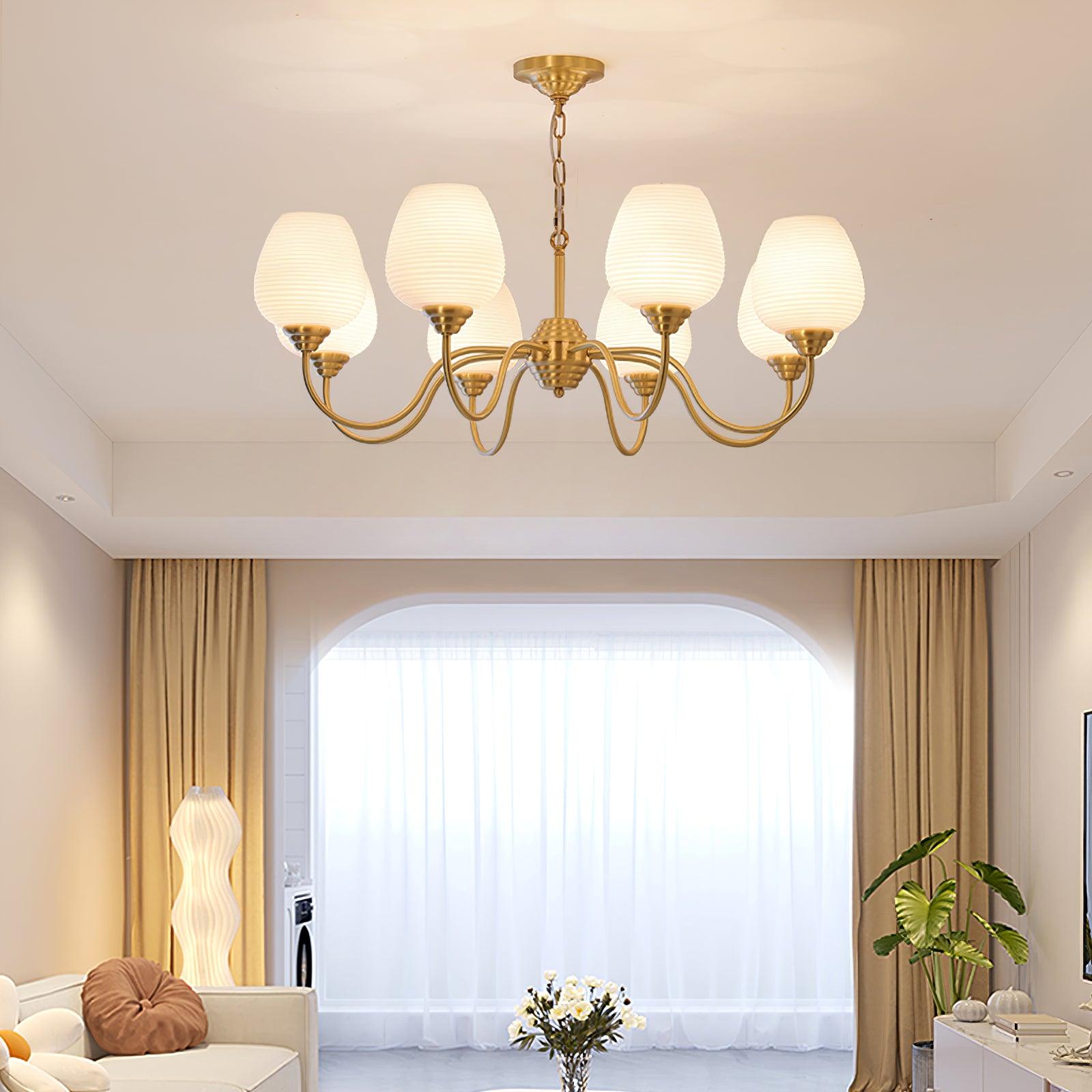 Lustra Chandelier Antique Brass White Glass-Neutral Decor