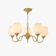 Lustra Chandelier Antique Brass White Glass-Neutral Decor
