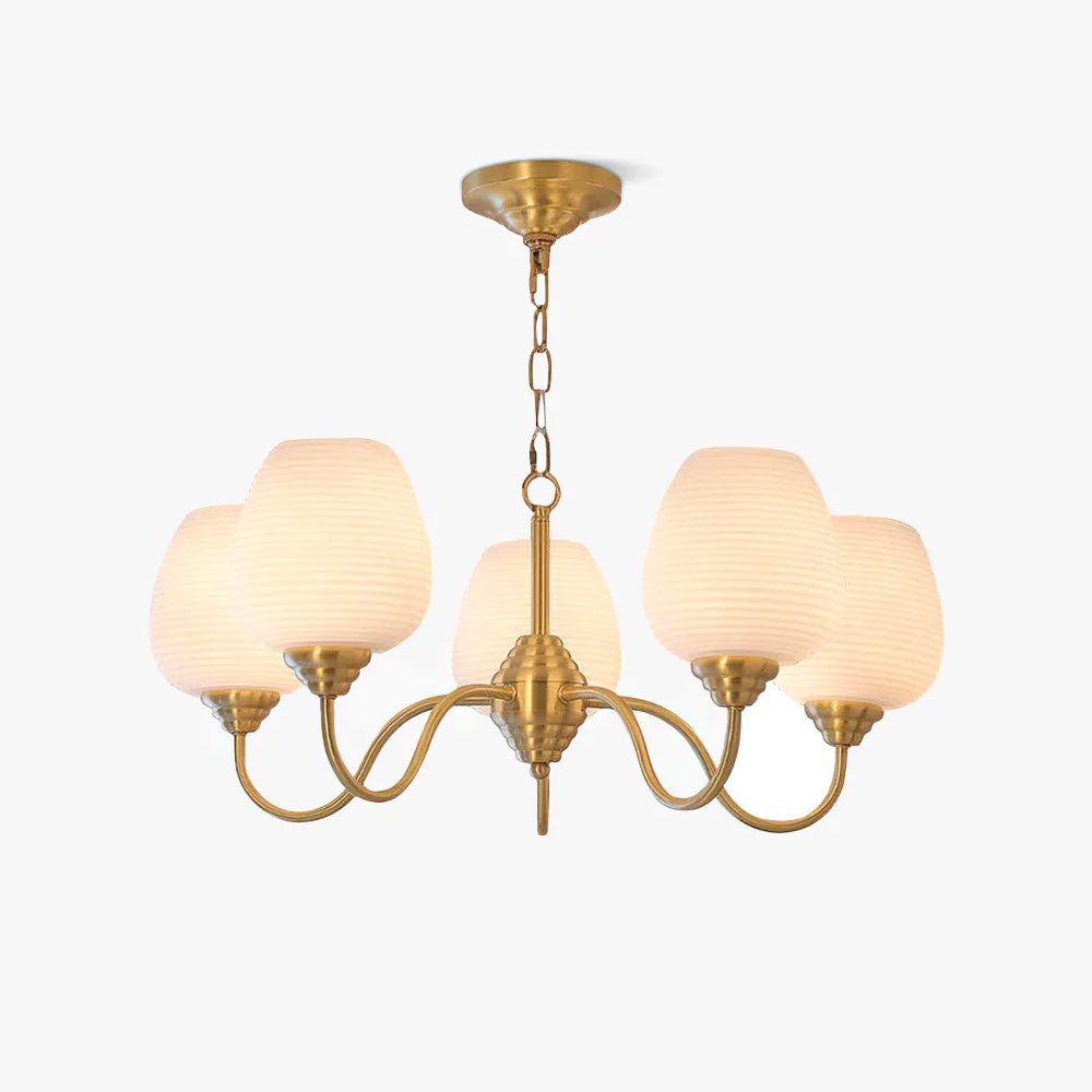 Lustra Chandelier Antique Brass White Glass-Neutral Decor