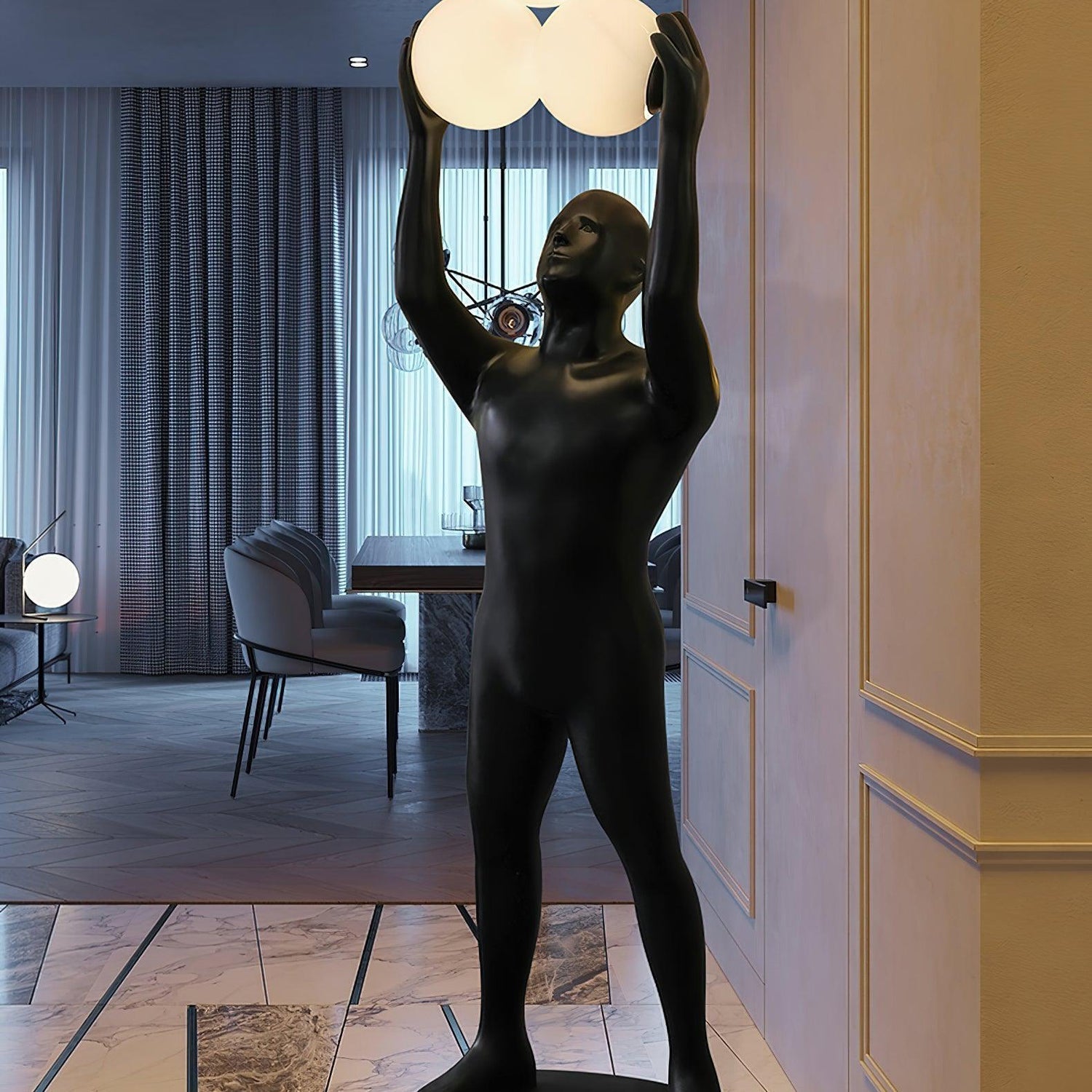 Athranis Uplifted Black Sculptural Floor Lamp-Neutral Decor