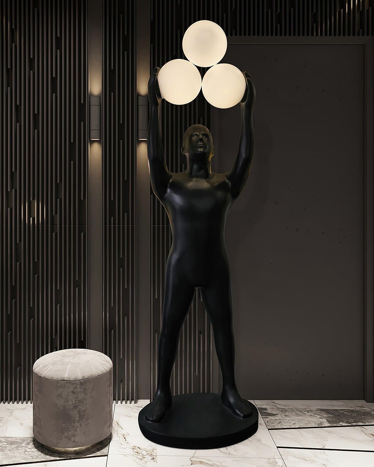 Athranis Uplifted Black Sculptural Floor Lamp-Neutral Decor