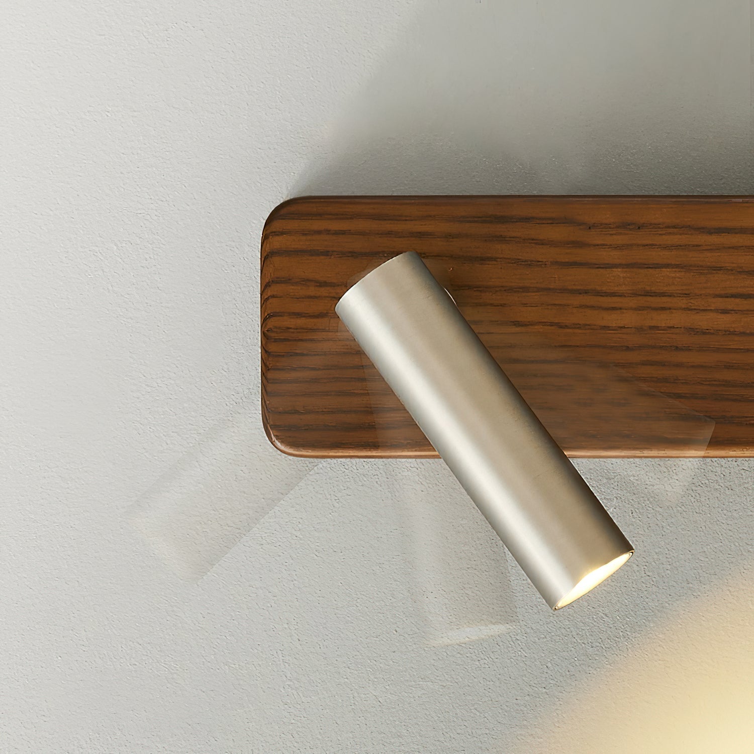 Top-down view of the Enna Wall Lamp in walnut color finish.