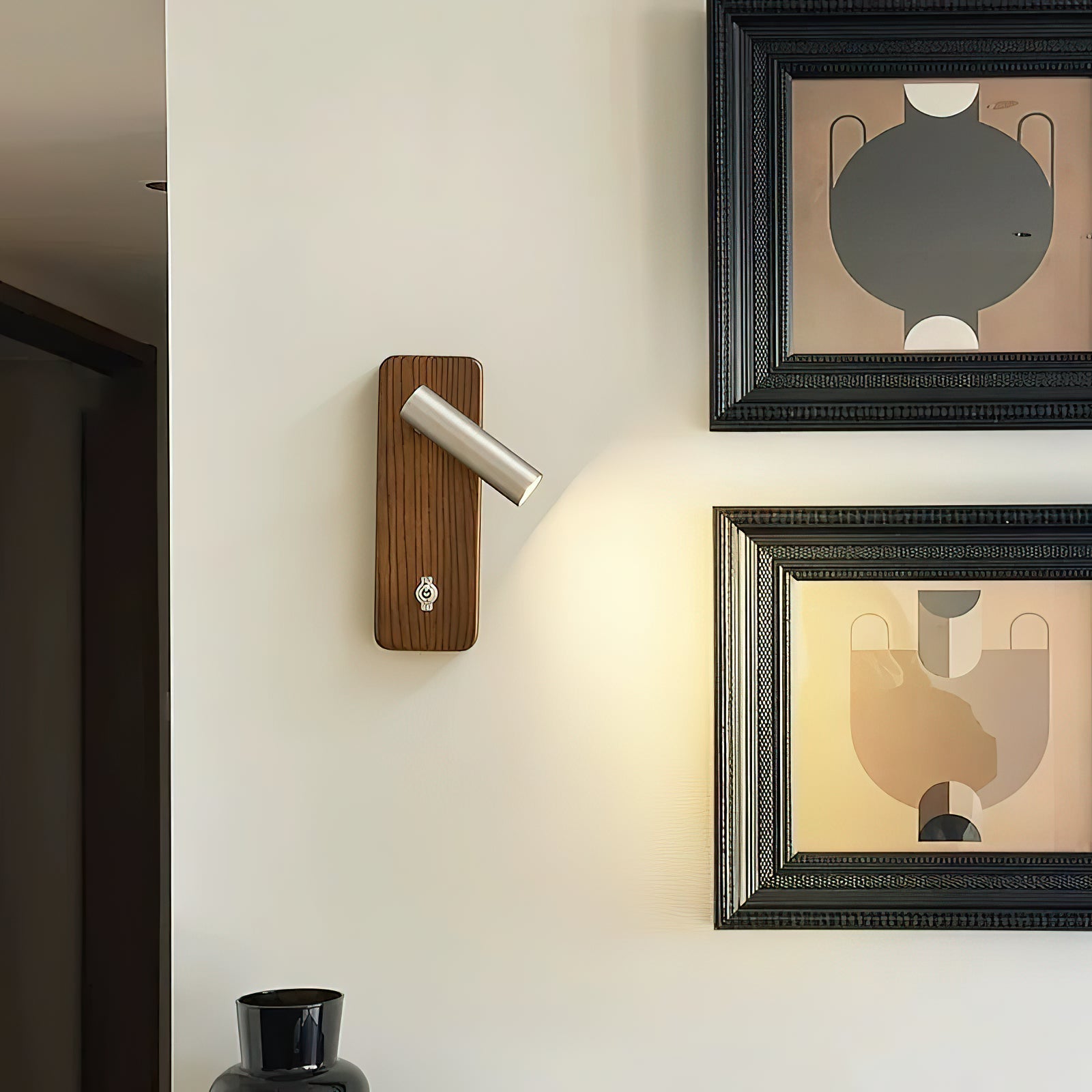 Enna Surface Wall Lamp in walnut color finish.