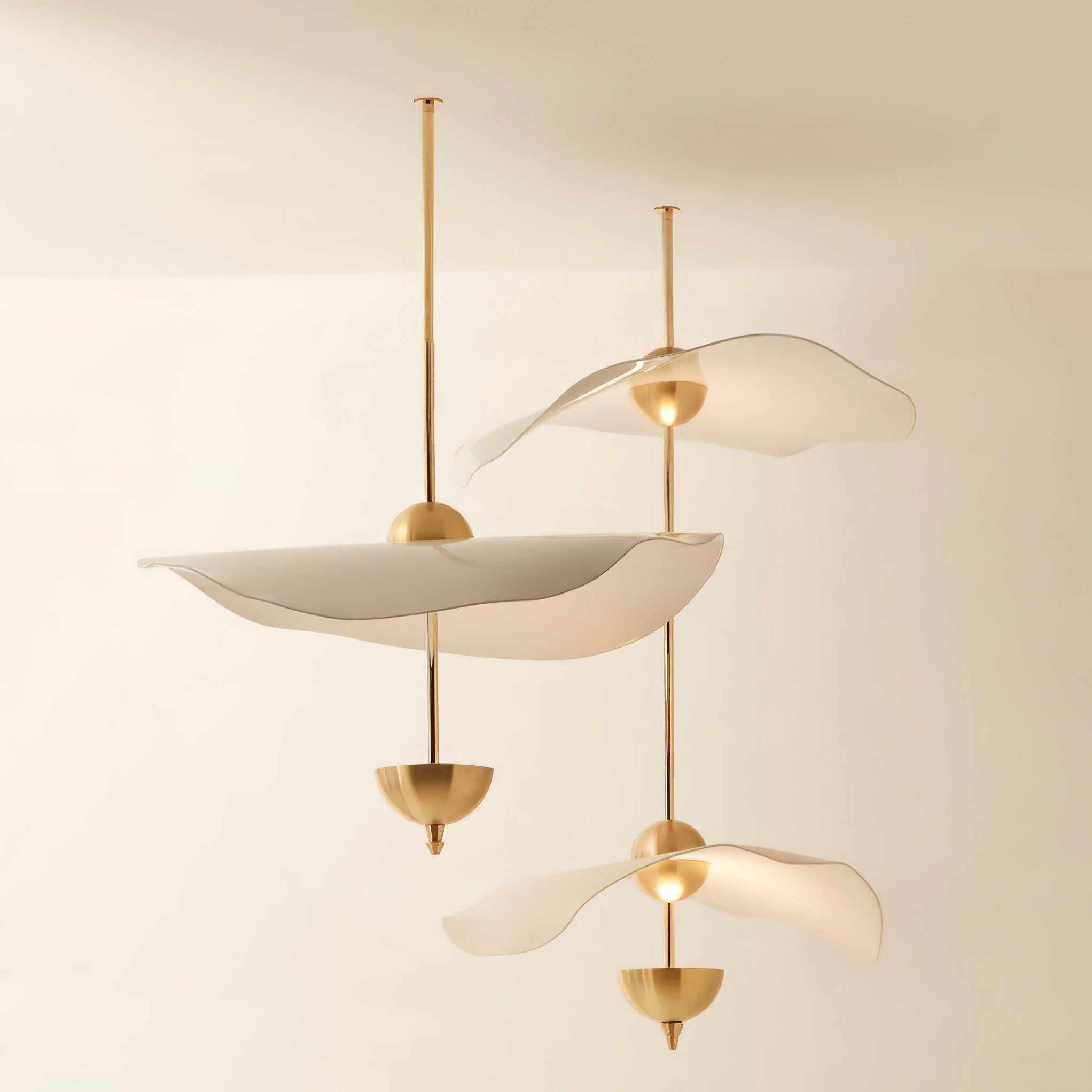 Lustra Pendant Light Double Biscuit for Living Room-Neutral Decor