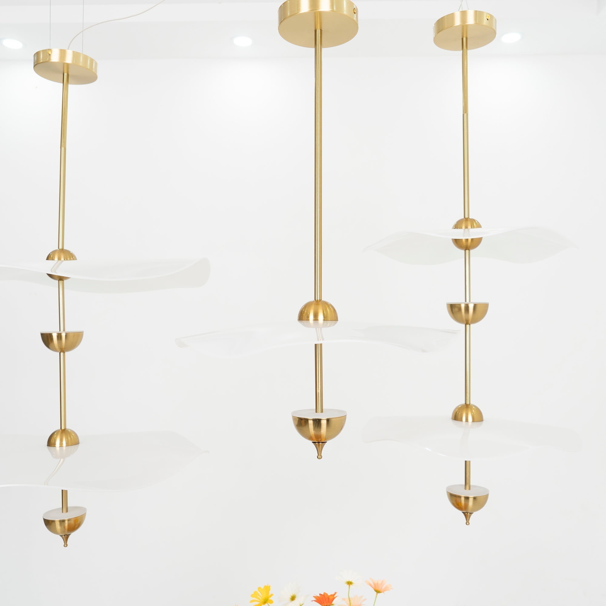 Lustra Pendant Light Double Biscuit for Living Room-Neutral Decor