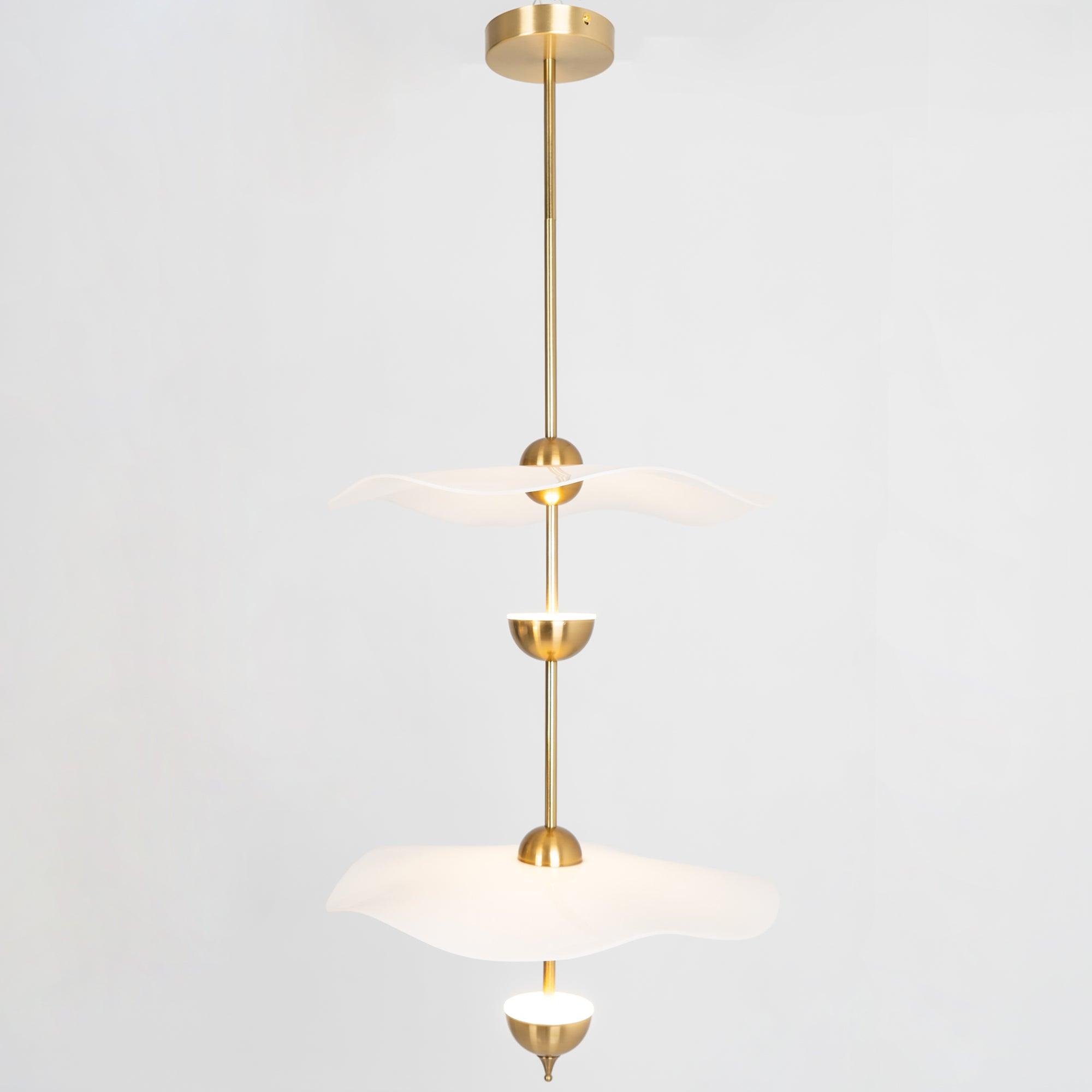 Lustra Pendant Light Double Biscuit for Living Room-Neutral Decor