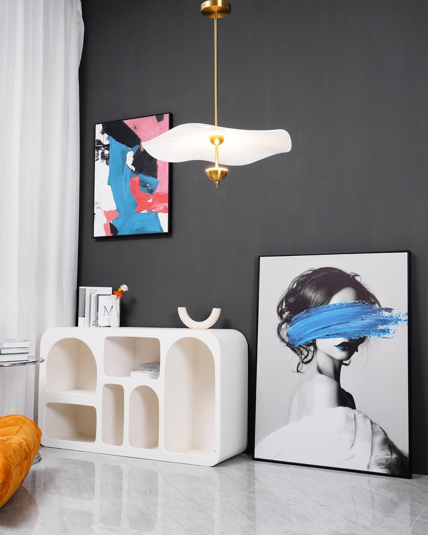 Lustra Pendant Light Double Biscuit for Living Room-Neutral Decor