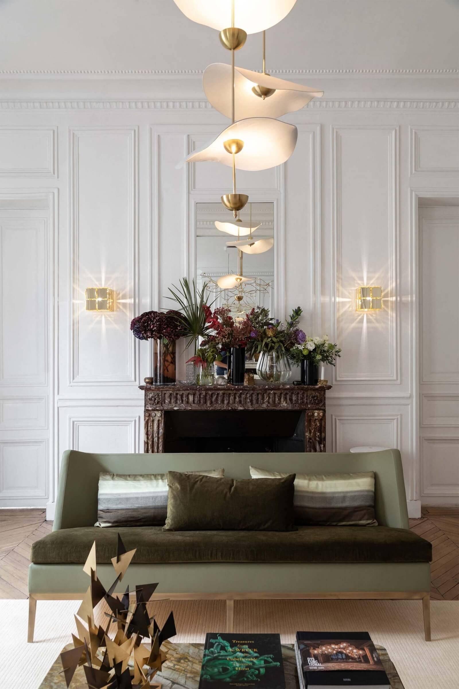 Lustra Pendant Light Double Biscuit for Living Room-Neutral Decor