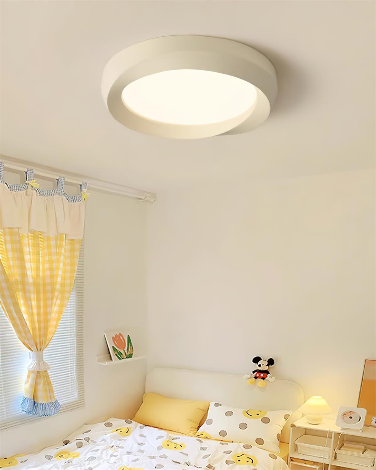 Ceiling Lamp Resin with Soft Curved Frame in Neutral Tones