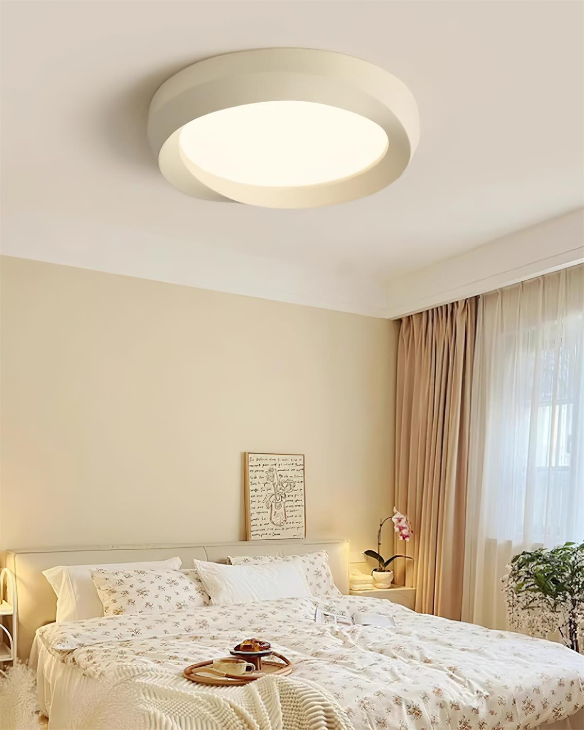 Ceiling Lamp Resin with Soft Curved Frame in Neutral Tones