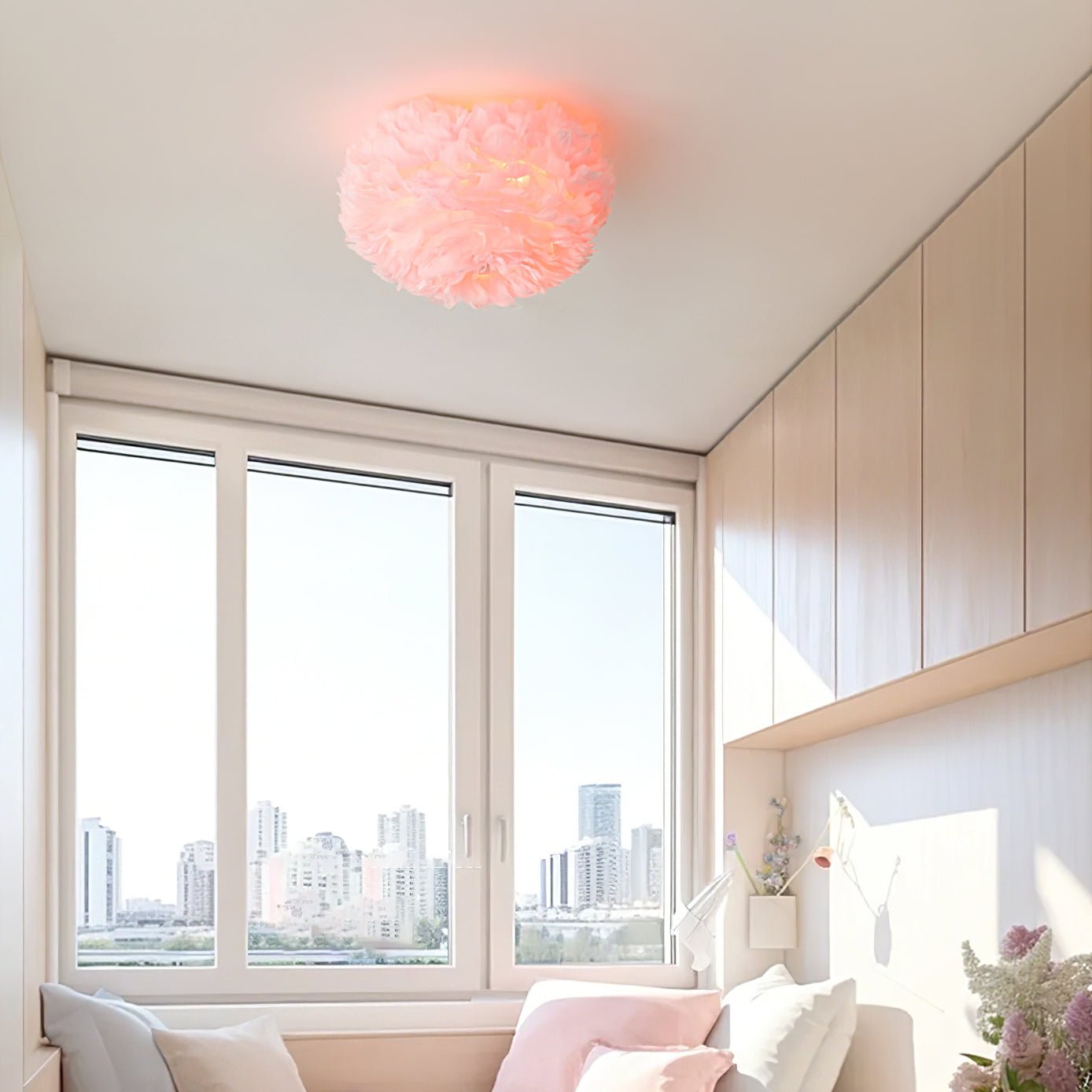 Zalore Premium Nordic Art Feathered Ceiling Lamp-Neutral Decor