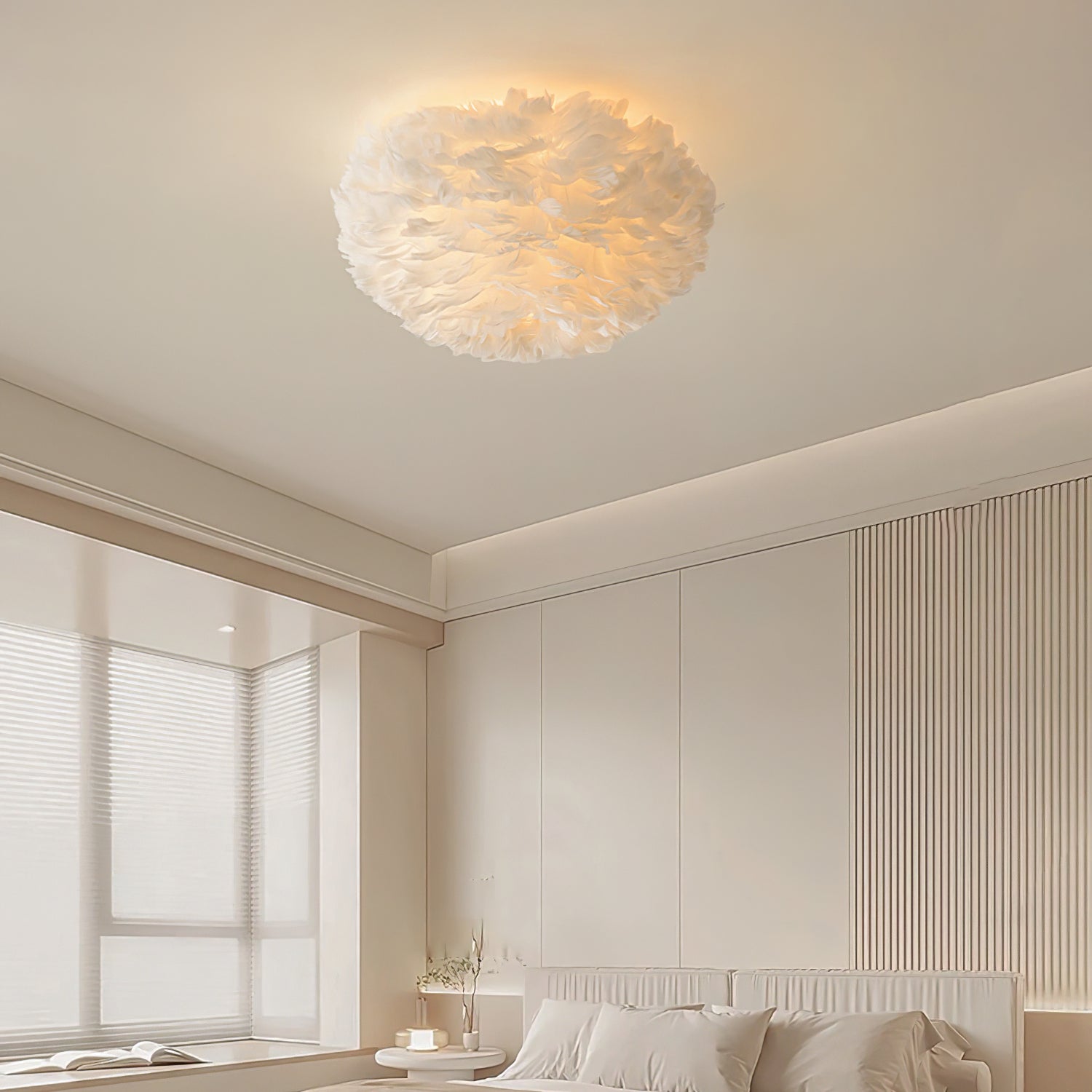 Zalore Premium Nordic Art Feathered Ceiling Lamp-Neutral Decor