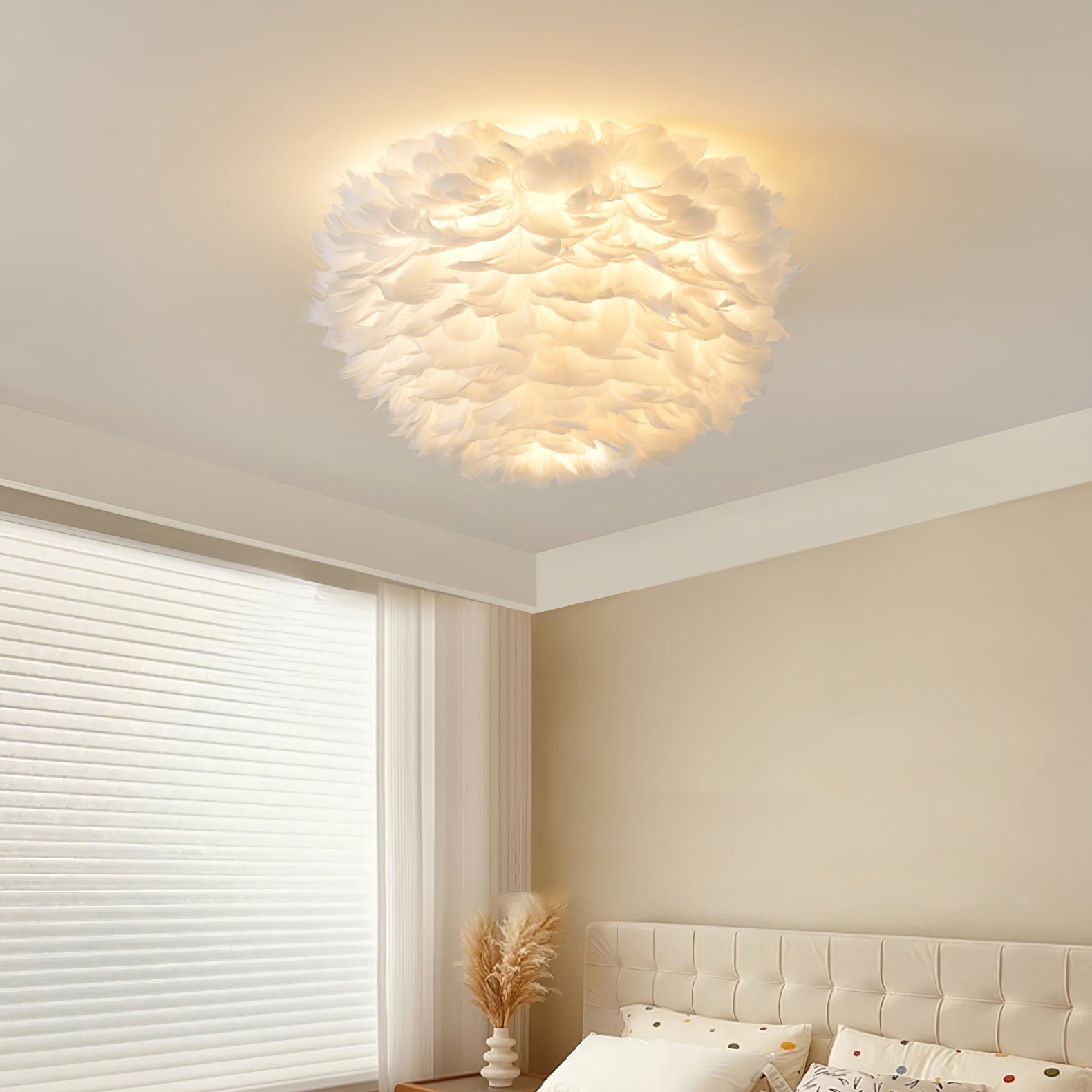 Zalore Premium Nordic Art Feathered Ceiling Lamp-Neutral Decor