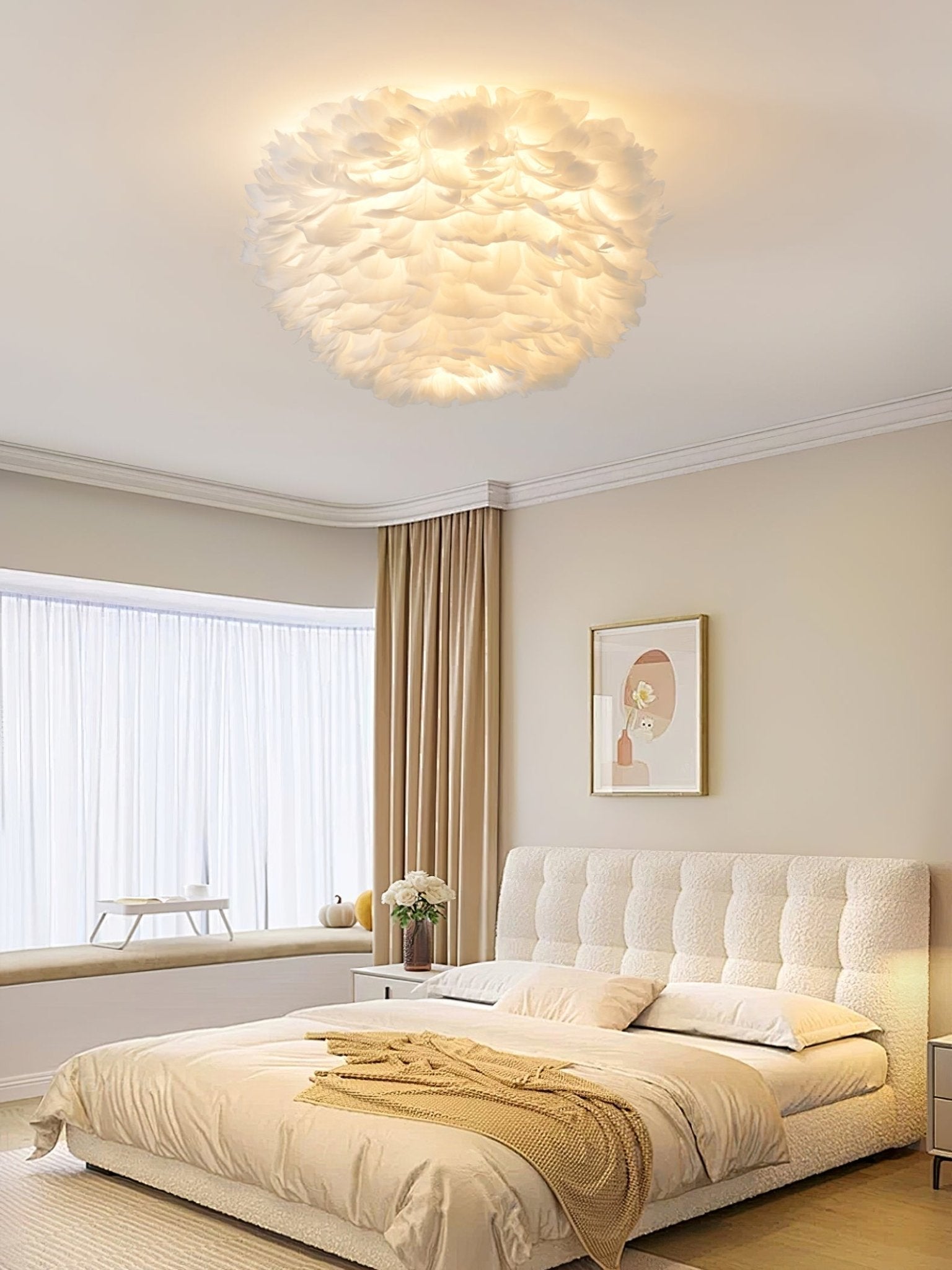 Zalore Premium Nordic Art Feathered Ceiling Lamp-Neutral Decor