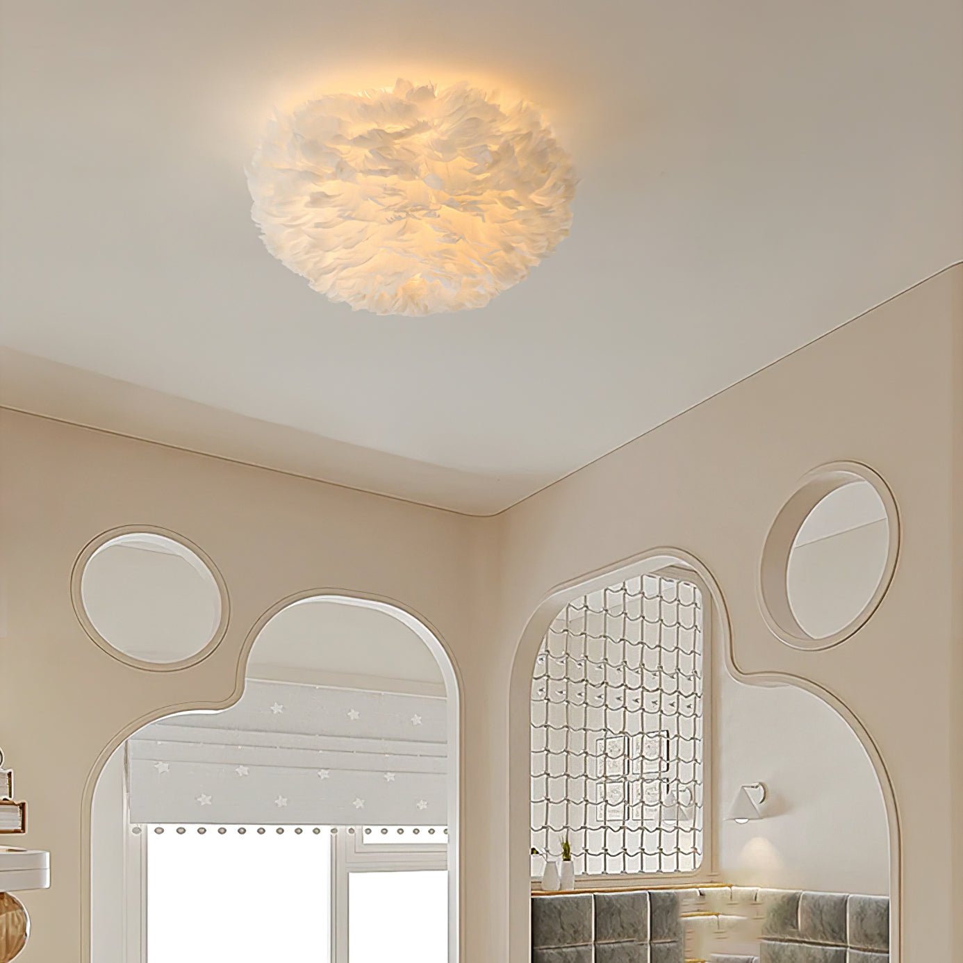 Zalore Premium Nordic Art Feathered Ceiling Lamp-Neutral Decor