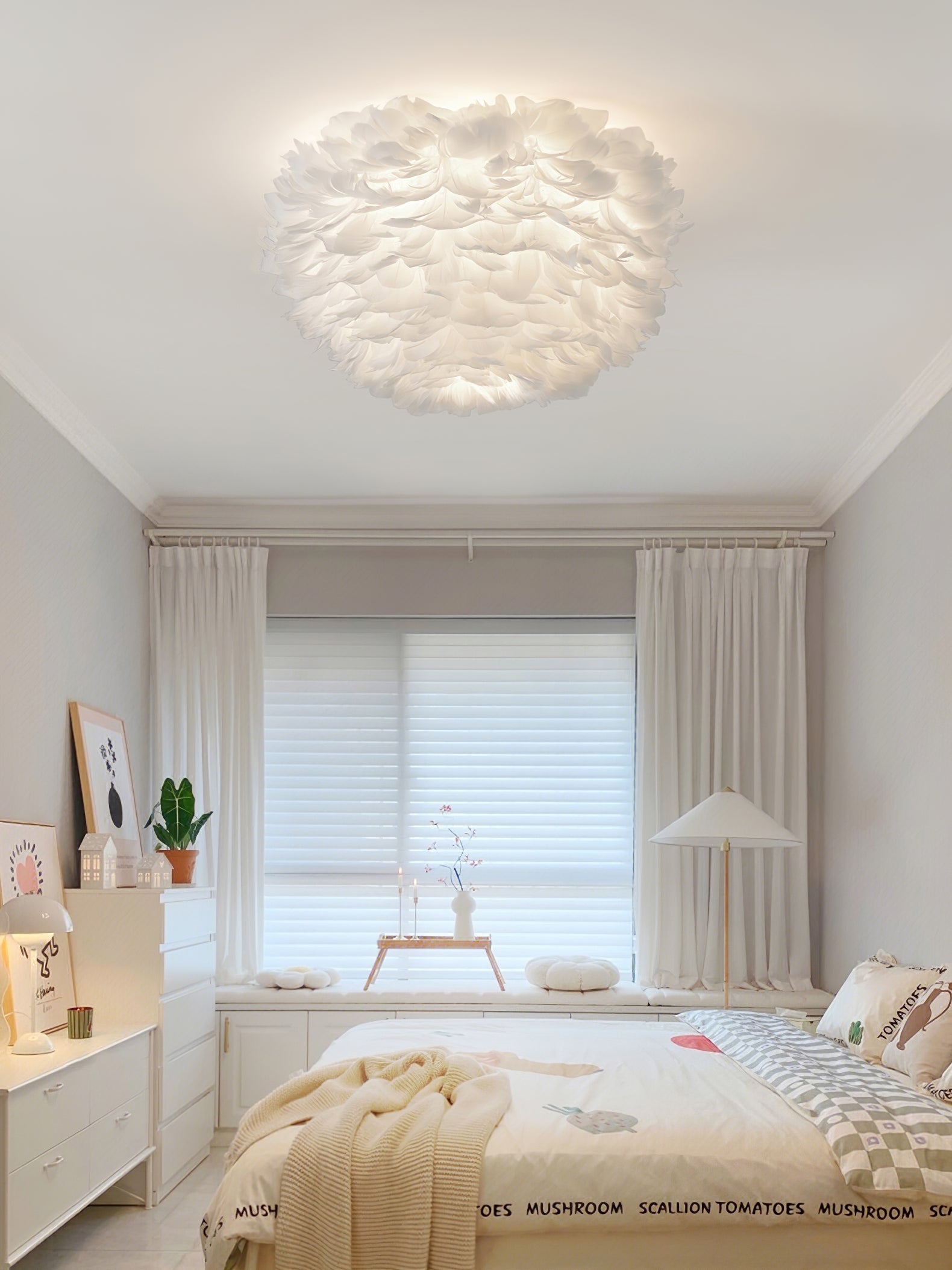 Zalore Premium Nordic Art Feathered Ceiling Lamp-Neutral Decor