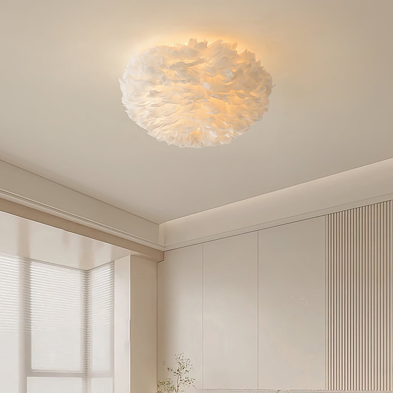 Zalore Premium Nordic Art Feathered Ceiling Lamp-Neutral Decor