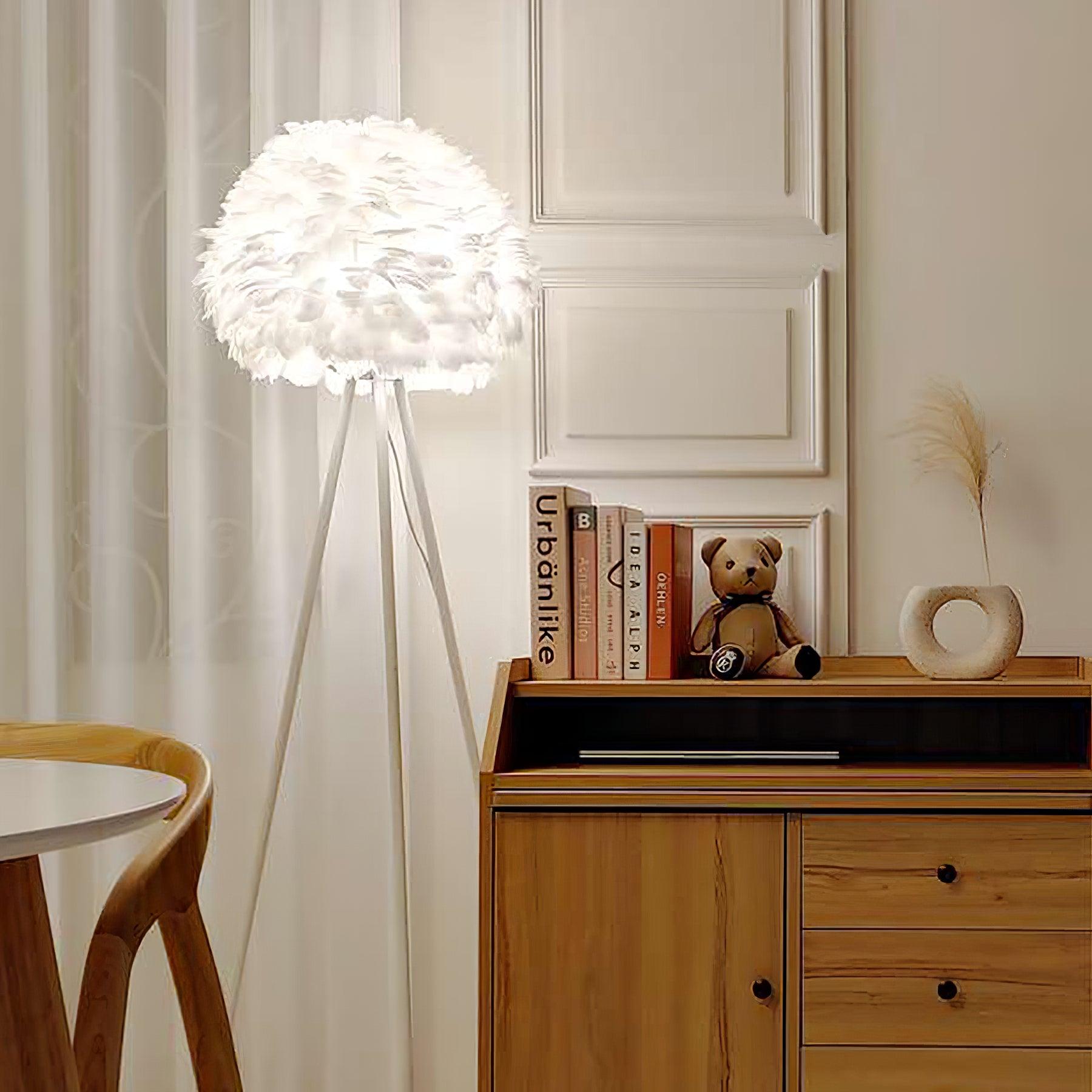 Ivthaar Organic Feather Floor Lamp-Neutral Decor