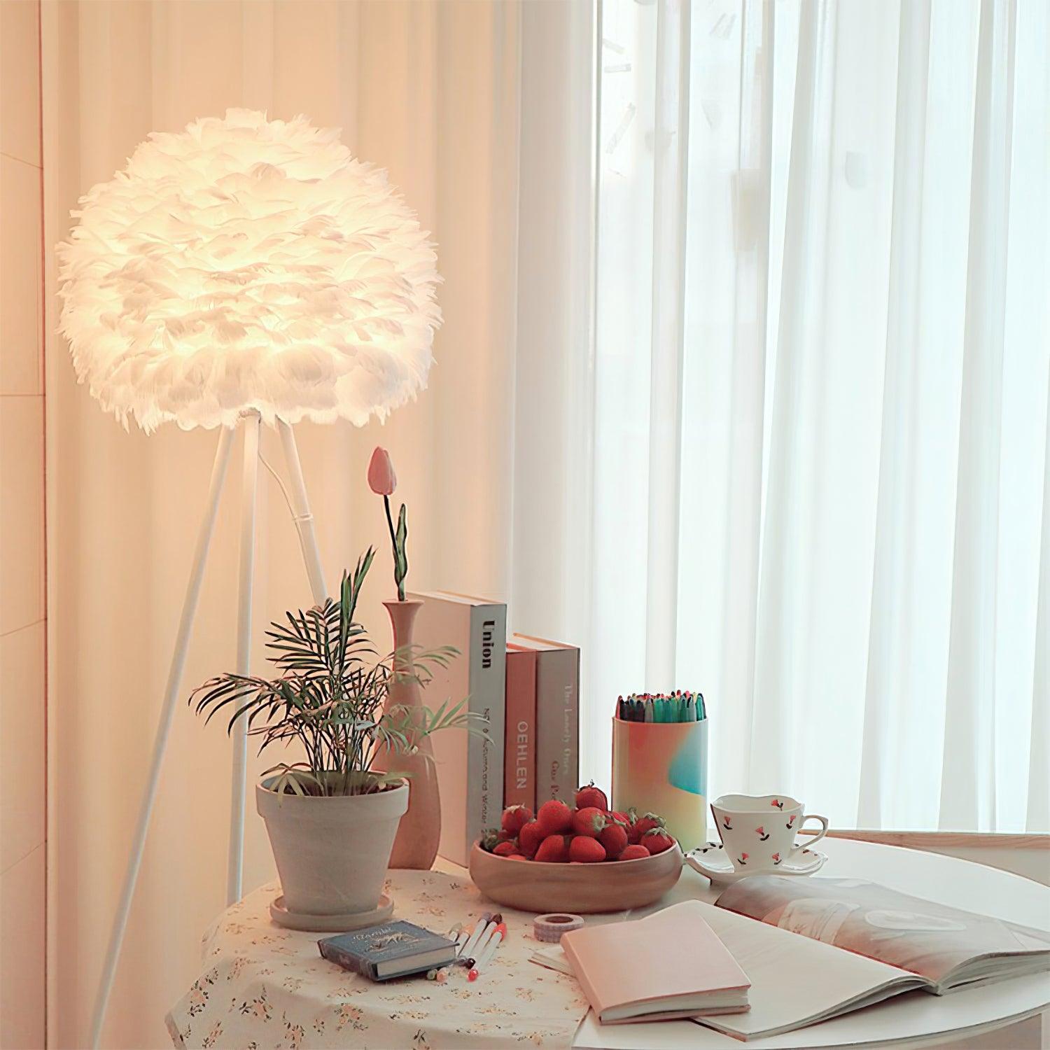 Ivthaar Organic Feather Floor Lamp-Neutral Decor