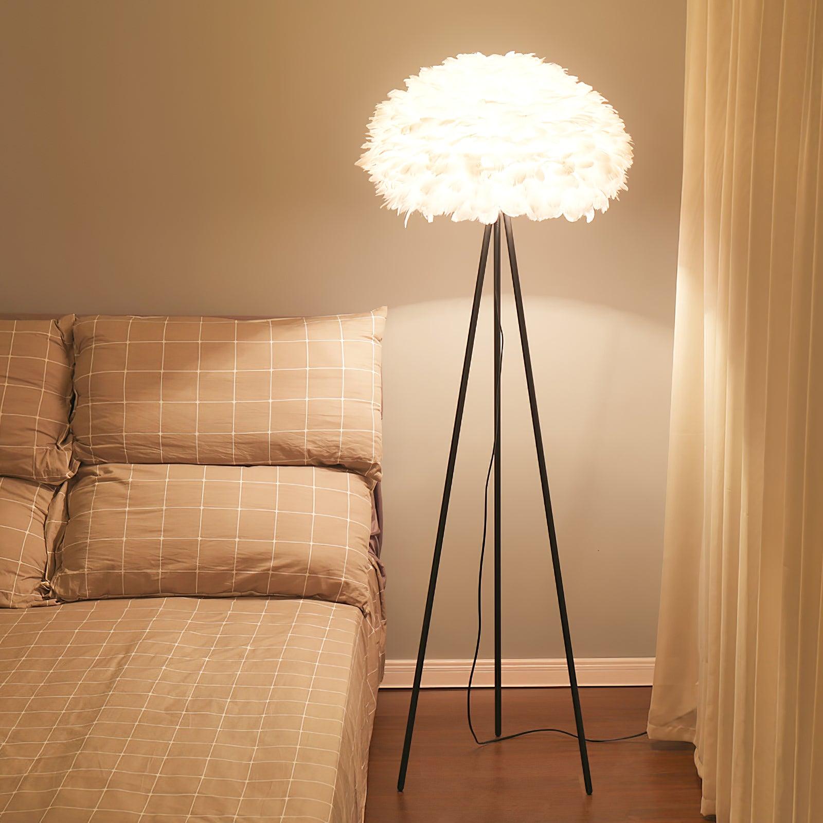 Ivthaar Organic Feather Floor Lamp-Neutral Decor