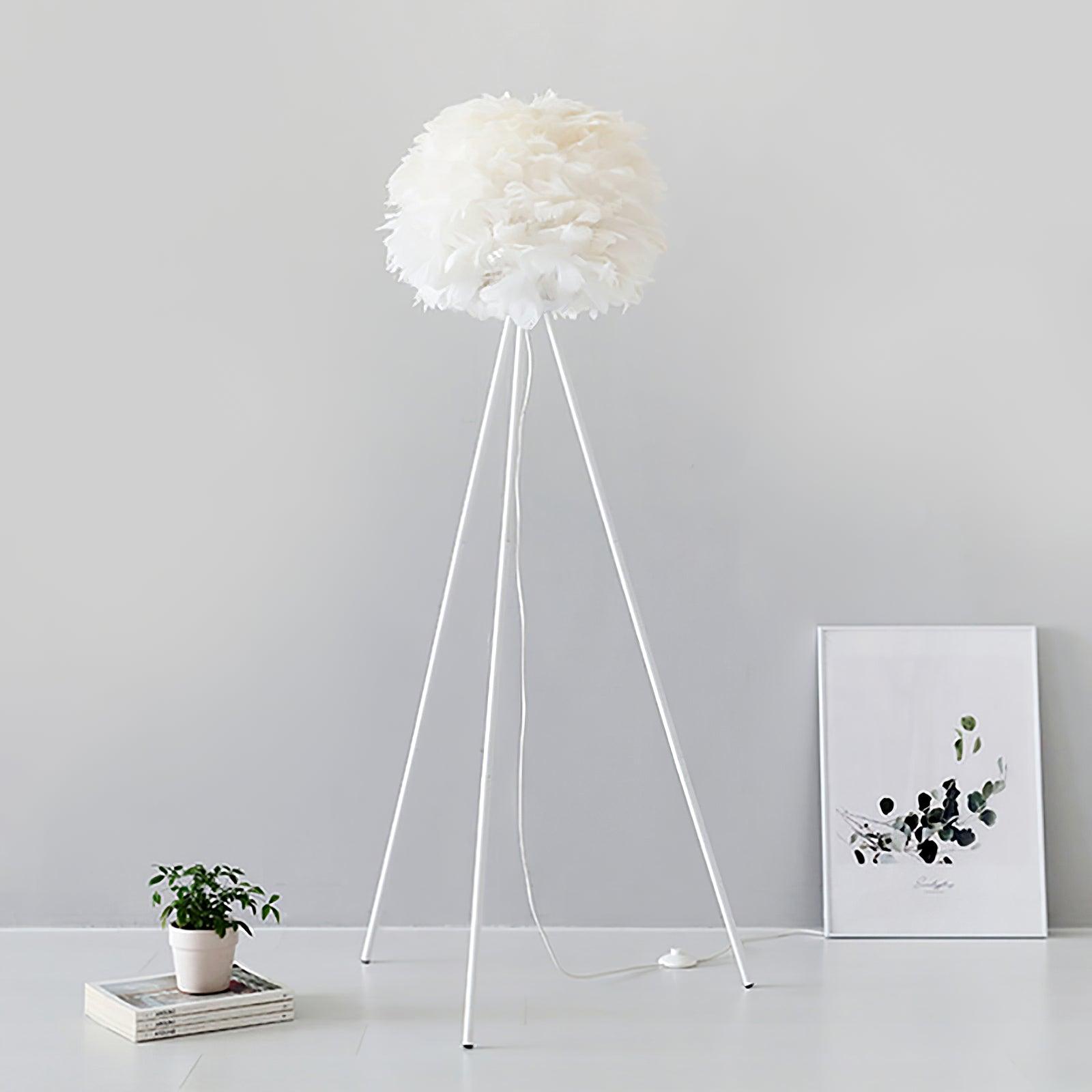 Ivthaar Organic Feather Floor Lamp-Neutral Decor