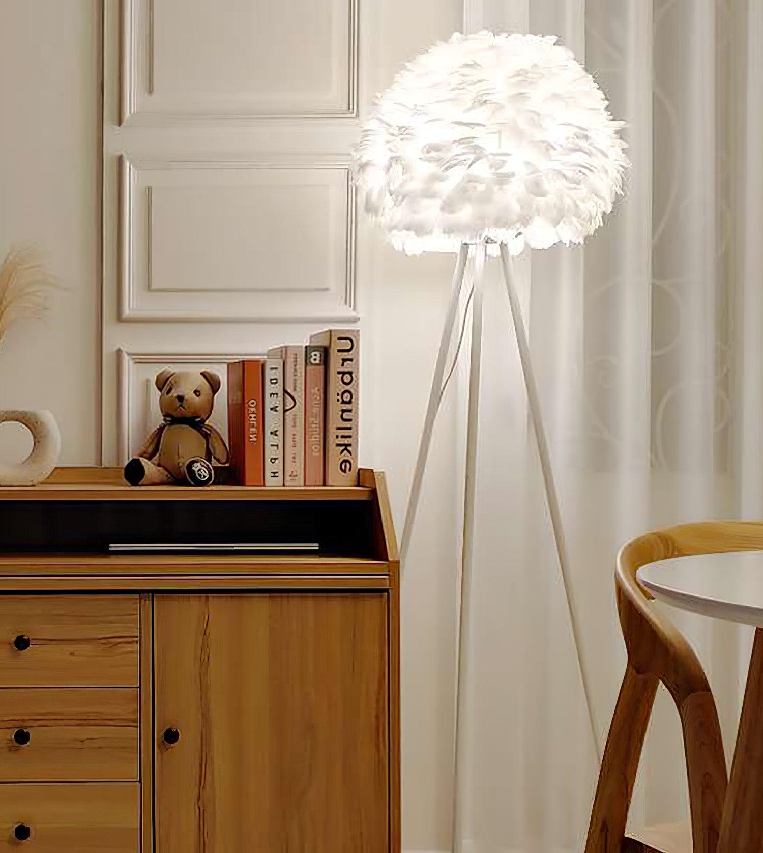 Ivthaar Organic Feather Floor Lamp-Neutral Decor