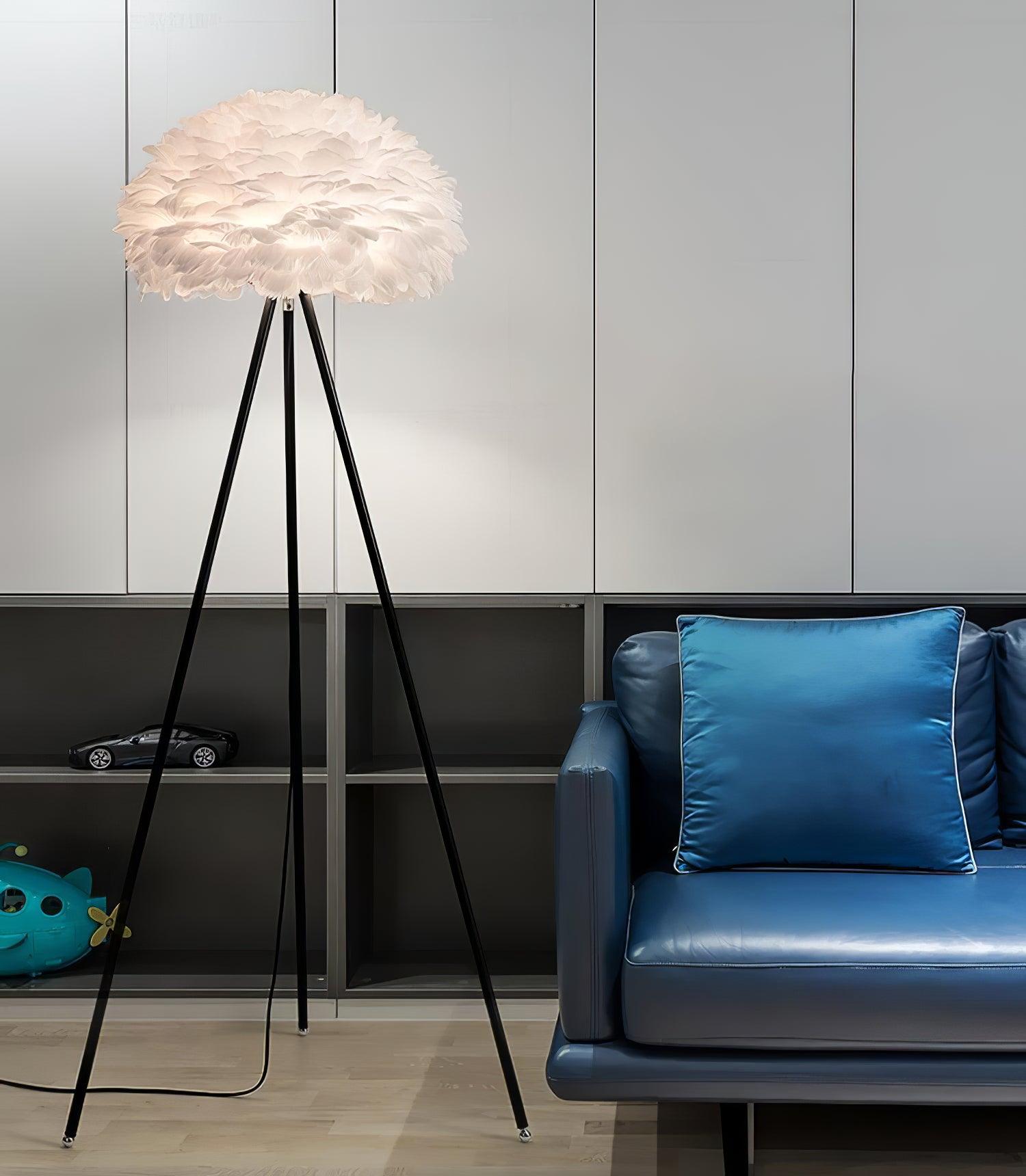 Ivthaar Organic Feather Floor Lamp-Neutral Decor