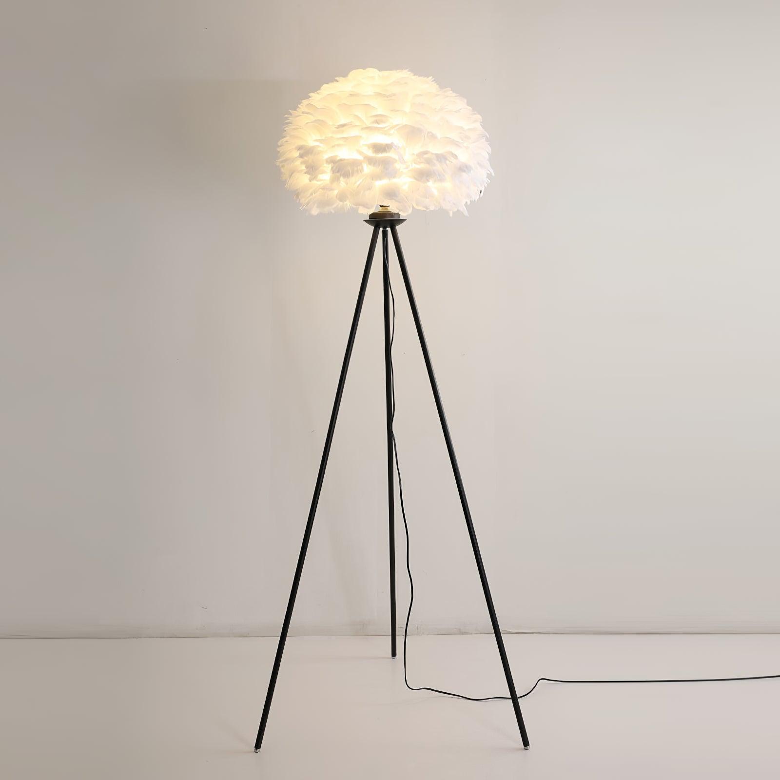 Ivthaar Organic Feather Floor Lamp-Neutral Decor