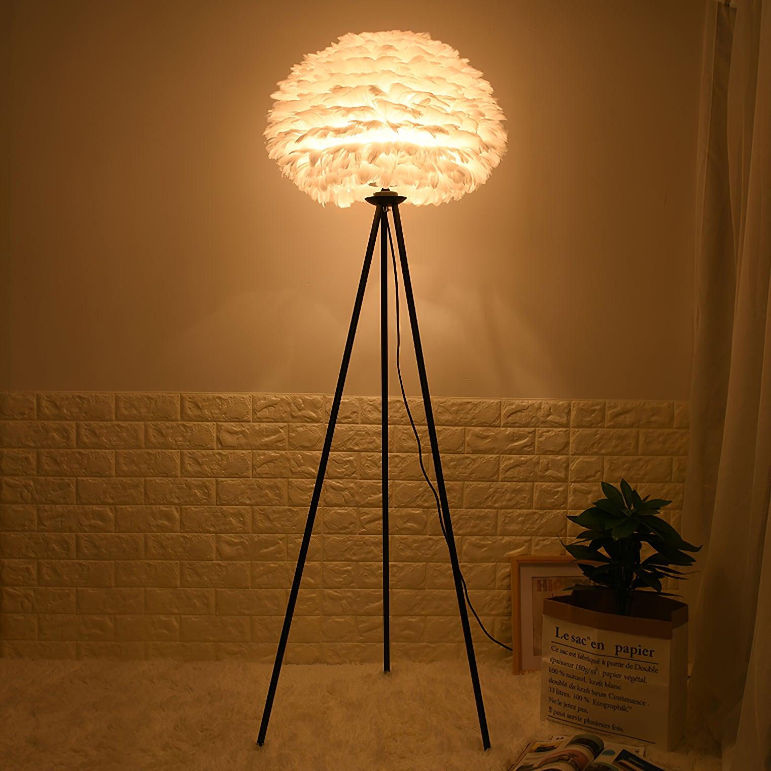 Ivthaar Organic Feather Floor Lamp-Neutral Decor