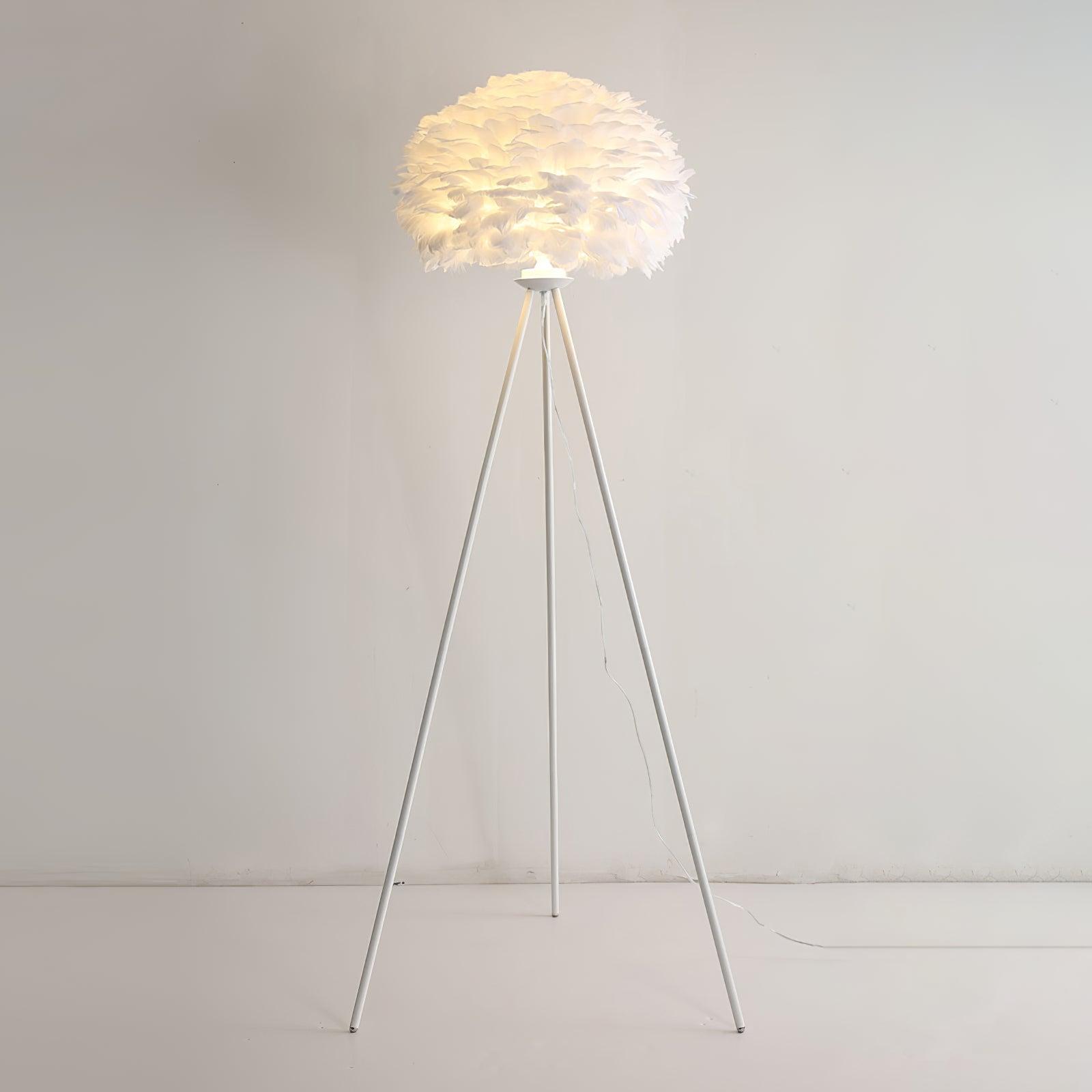 Ivthaar Organic Feather Floor Lamp-Neutral Decor