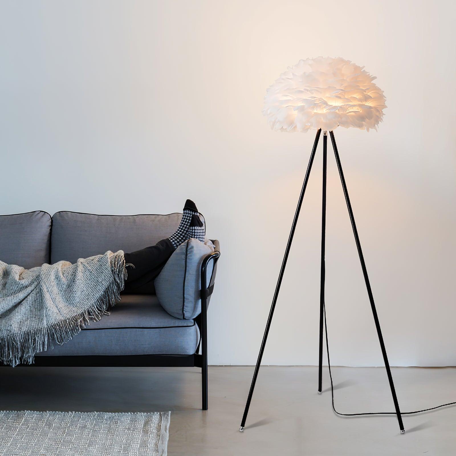 Ivthaar Organic Feather Floor Lamp-Neutral Decor