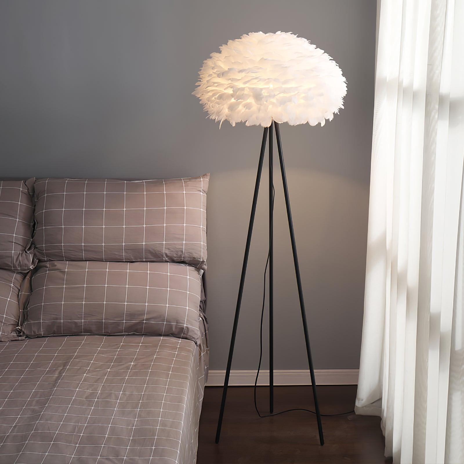 Ivthaar Organic Feather Floor Lamp-Neutral Decor