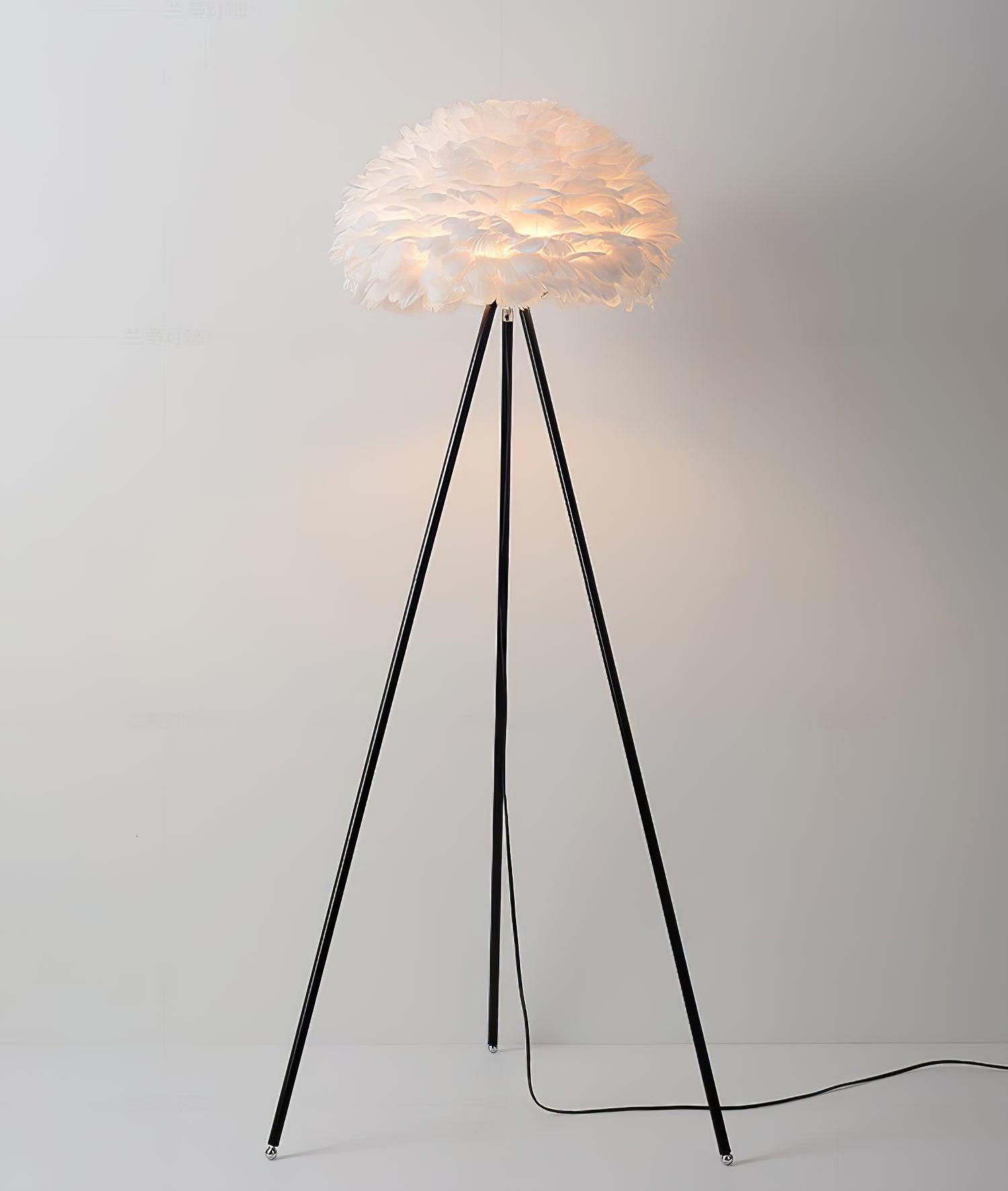 Ivthaar Organic Feather Floor Lamp-Neutral Decor