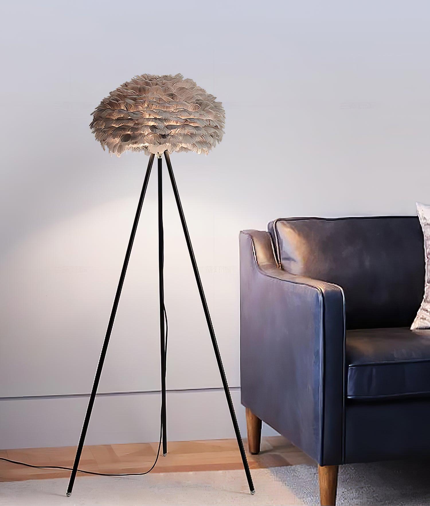 Ivthaar Organic Feather Floor Lamp-Neutral Decor