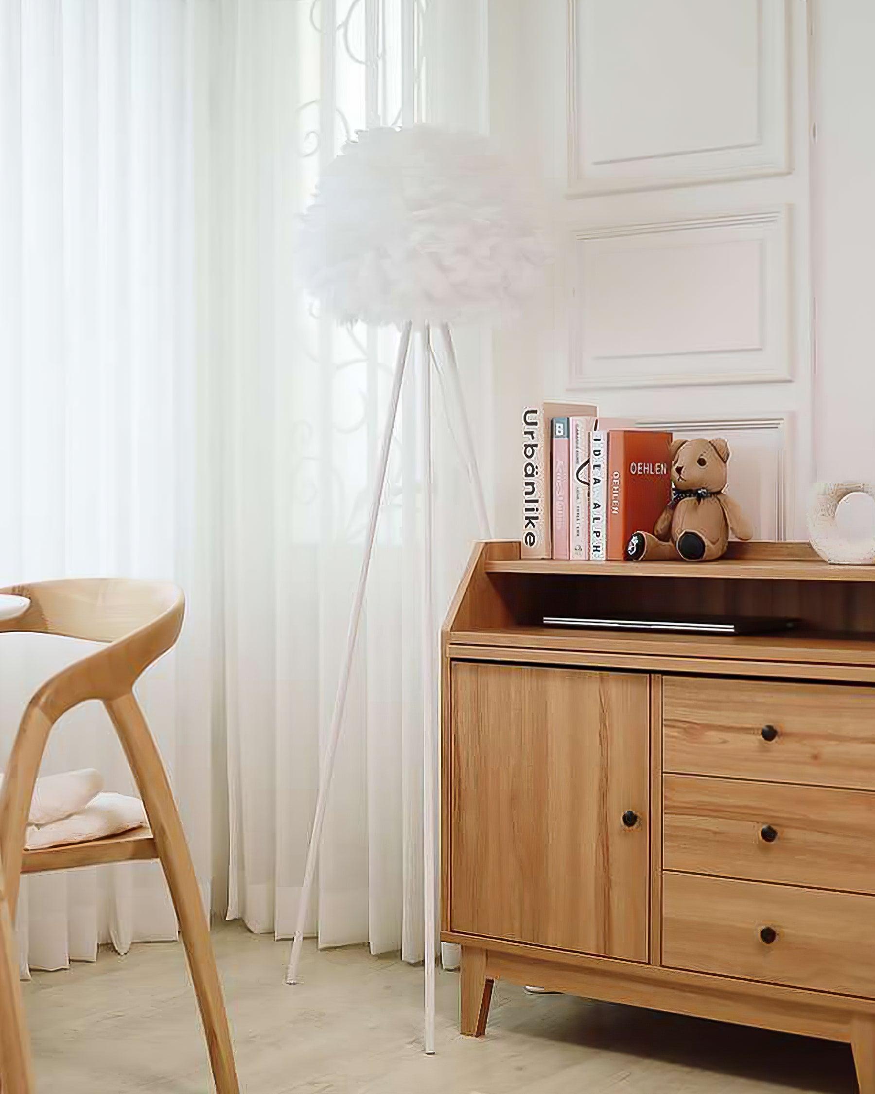 Ivthaar Organic Feather Floor Lamp-Neutral Decor