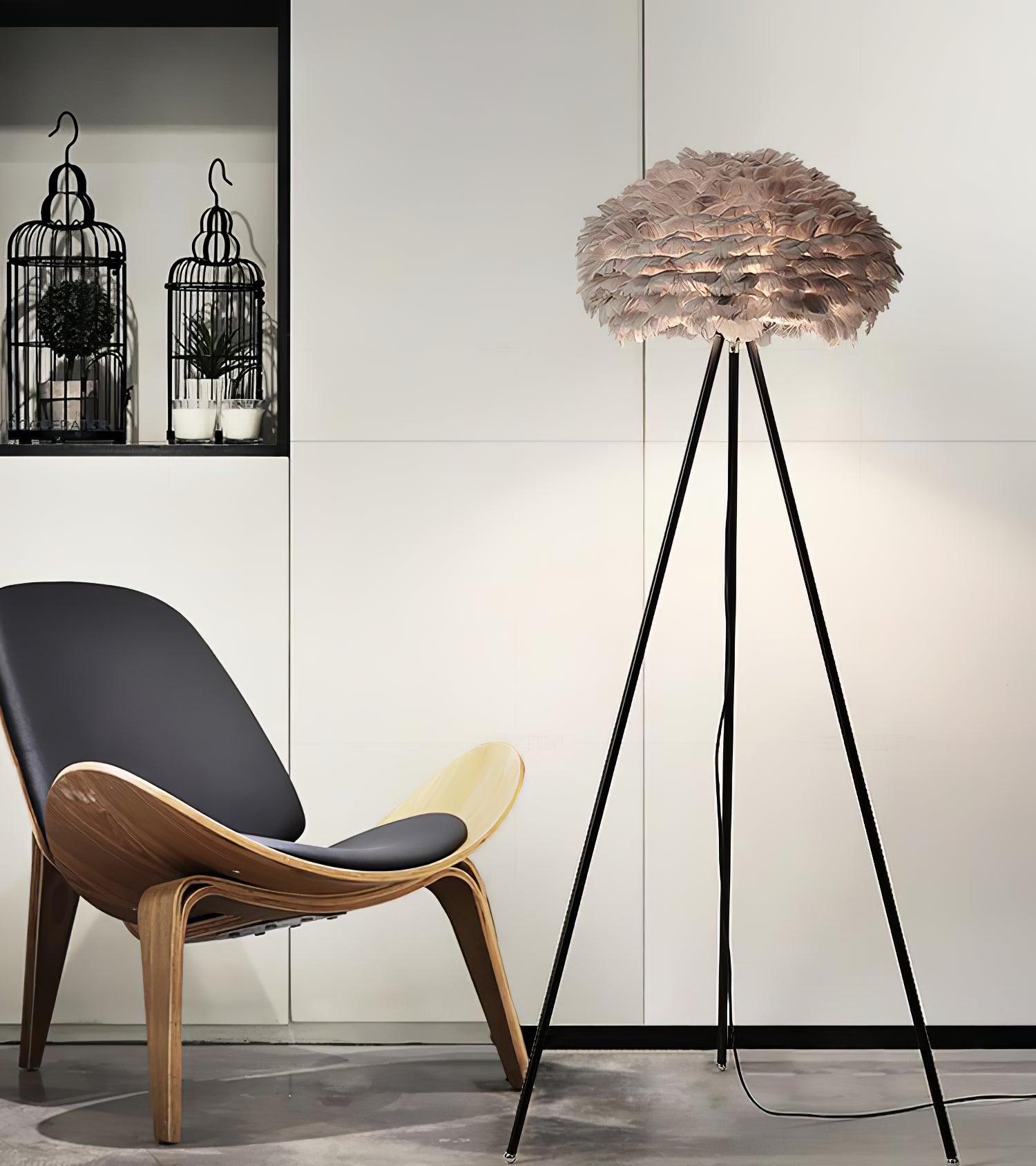 Ivthaar Organic Feather Floor Lamp-Neutral Decor