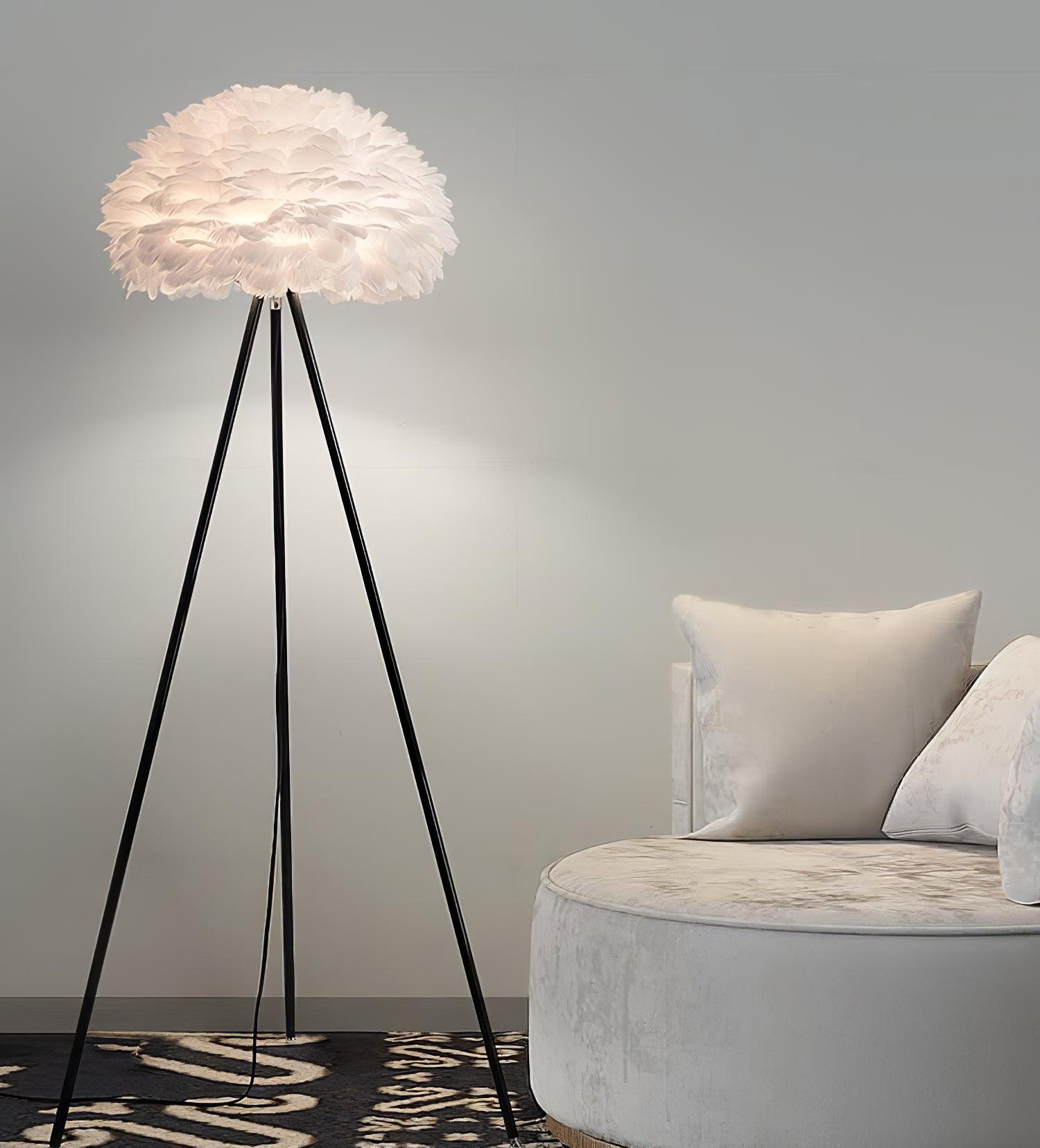 Ivthaar Organic Feather Floor Lamp-Neutral Decor