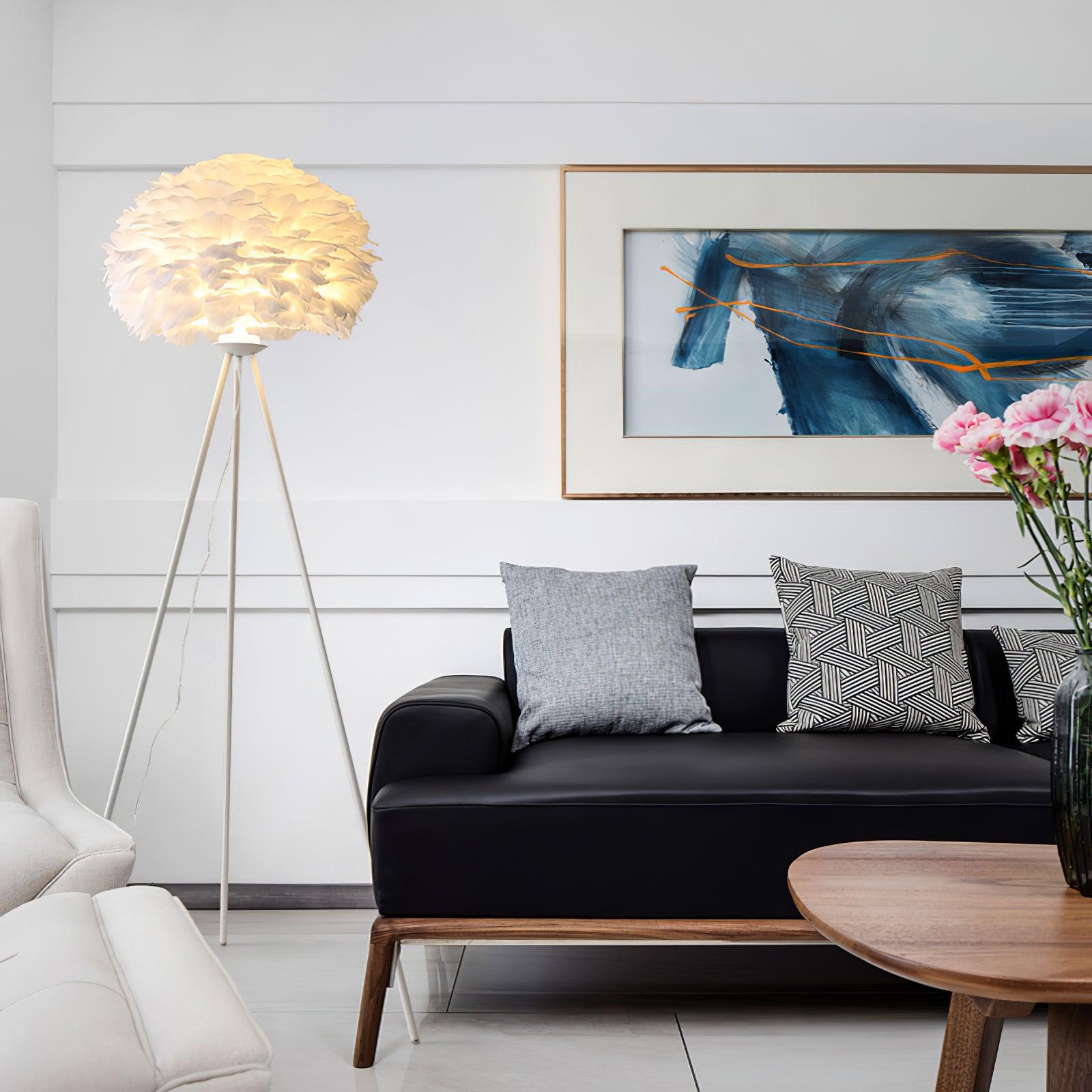 Ivthaar Organic Feather Floor Lamp-Neutral Decor