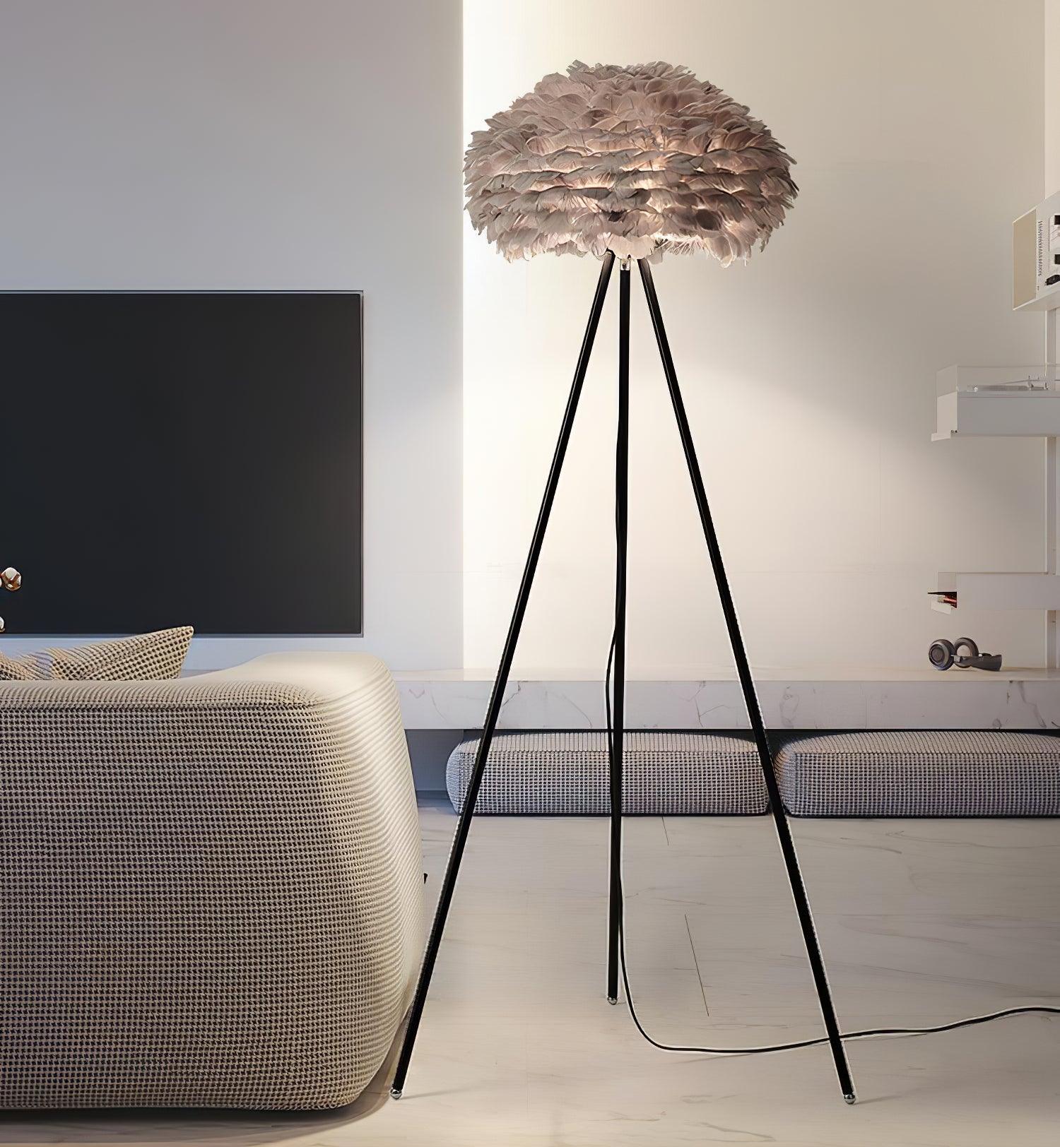 Ivthaar Organic Feather Floor Lamp-Neutral Decor