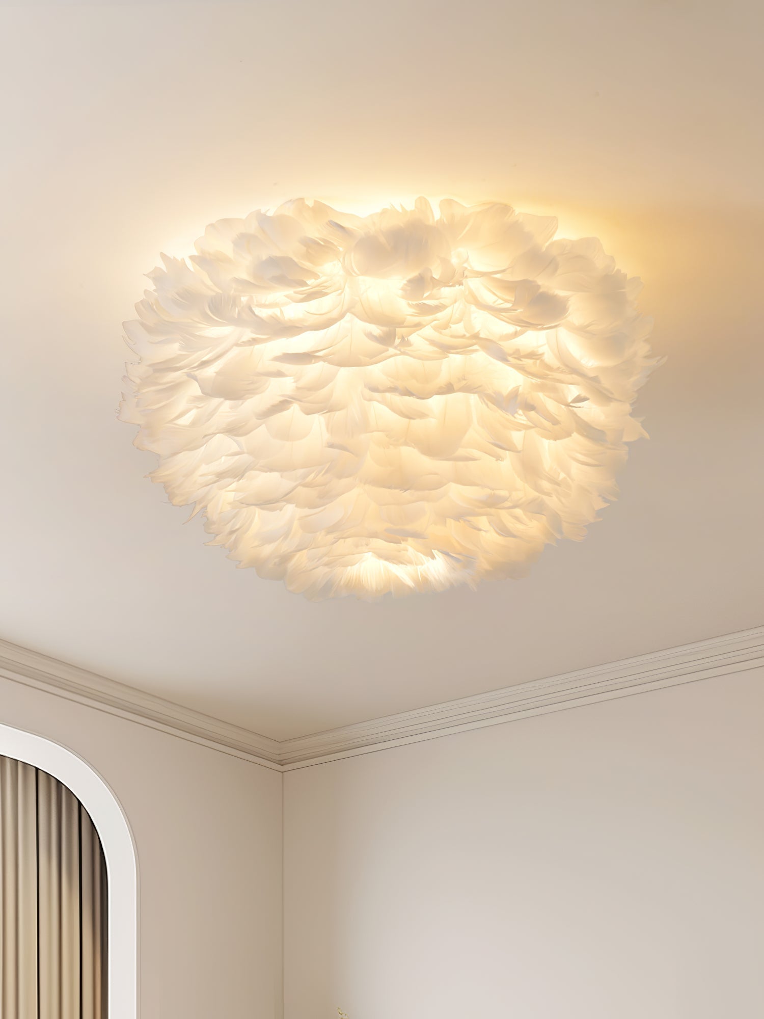 Zalore Premium Nordic Art Feathered Ceiling Lamp-Neutral Decor