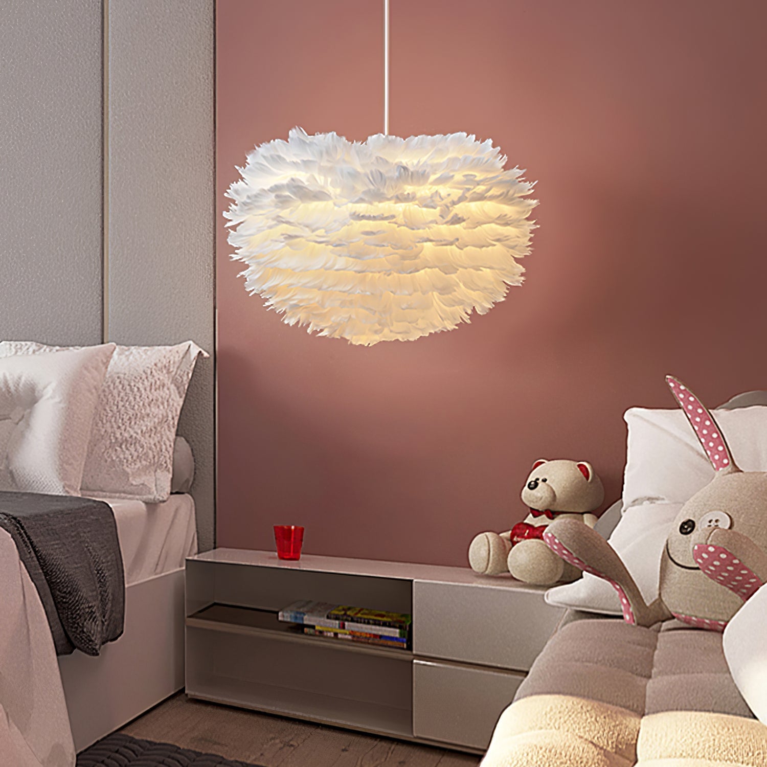 Deveno Feathers Pendant Lamp-Neutral Decor