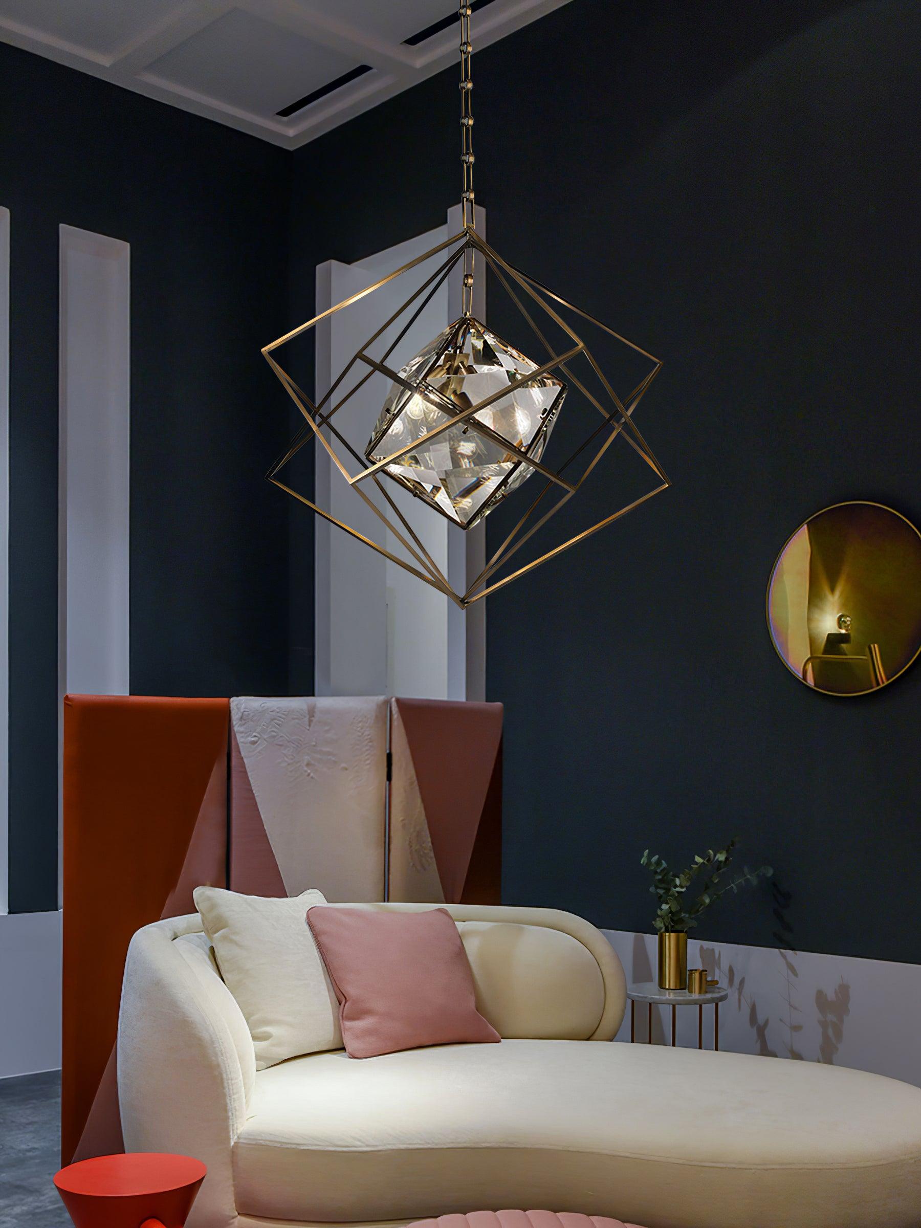Zovin Brass & Crystal Glam Pendant Light-Neutral Decor