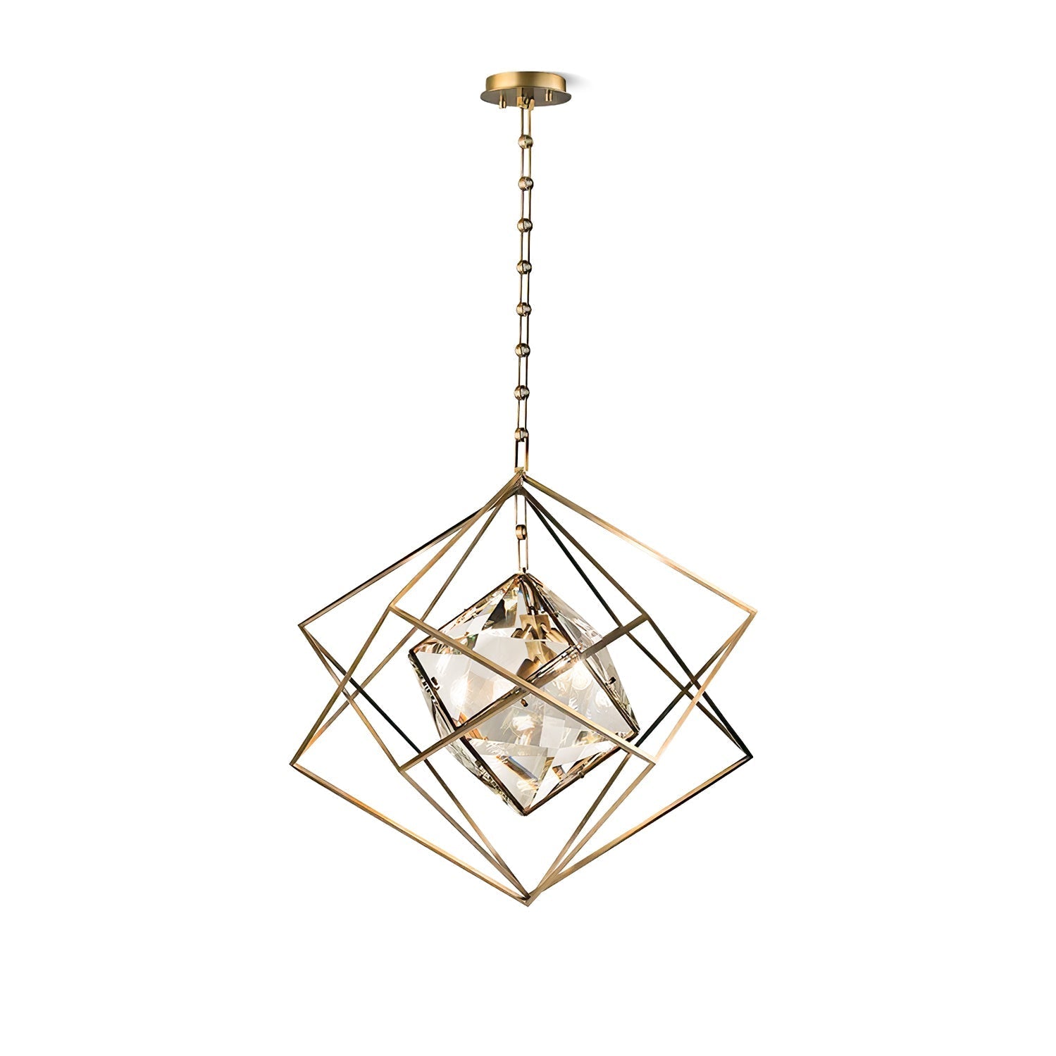 Zovin Brass & Crystal Glam Pendant Light-Neutral Decor