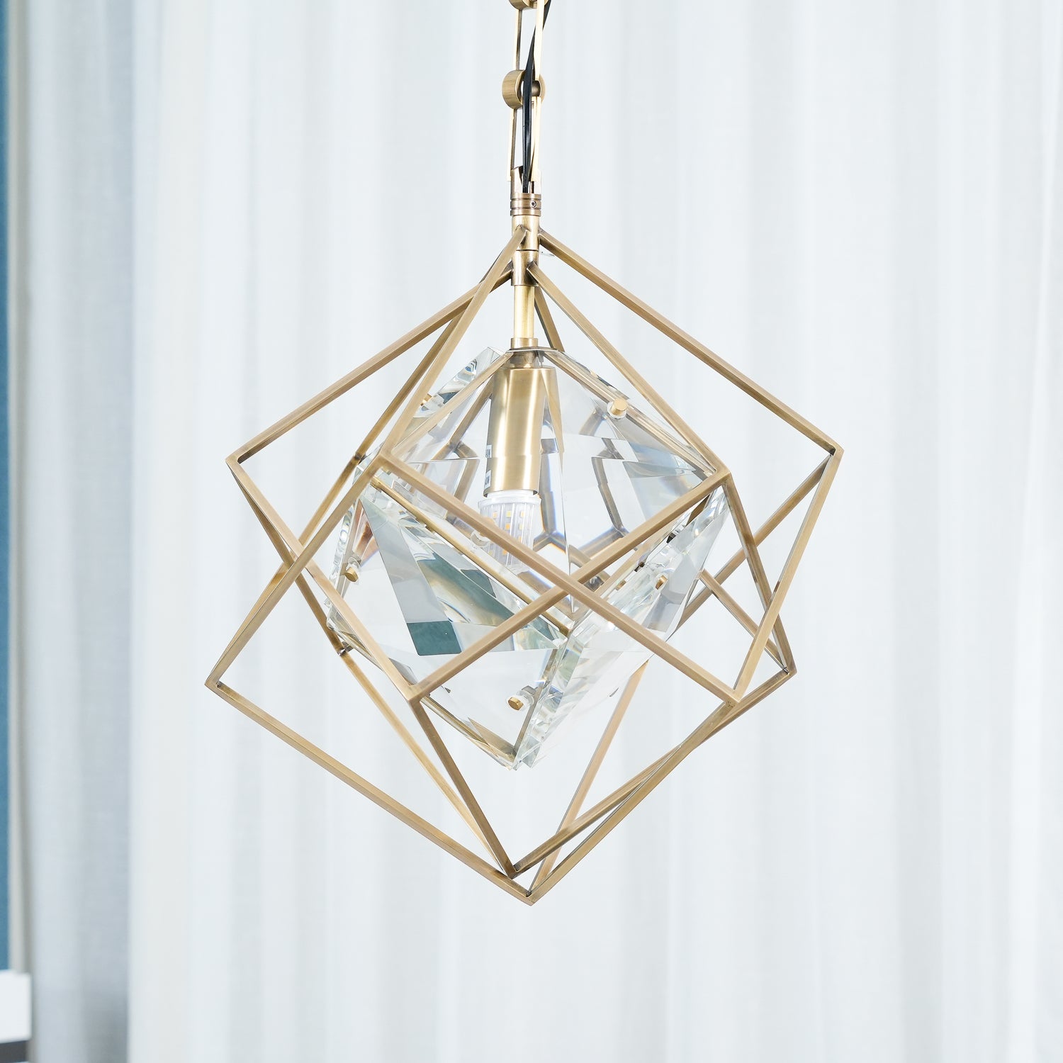 Zovin Brass & Crystal Glam Pendant Light-Neutral Decor