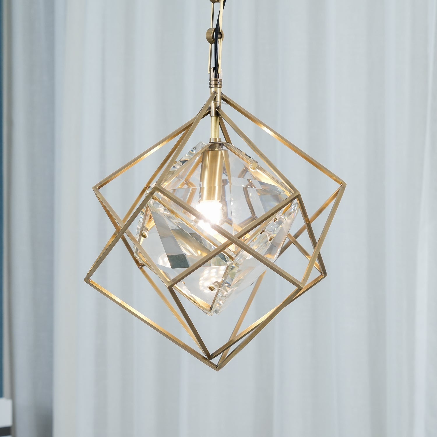 Zovin Brass & Crystal Glam Pendant Light-Neutral Decor