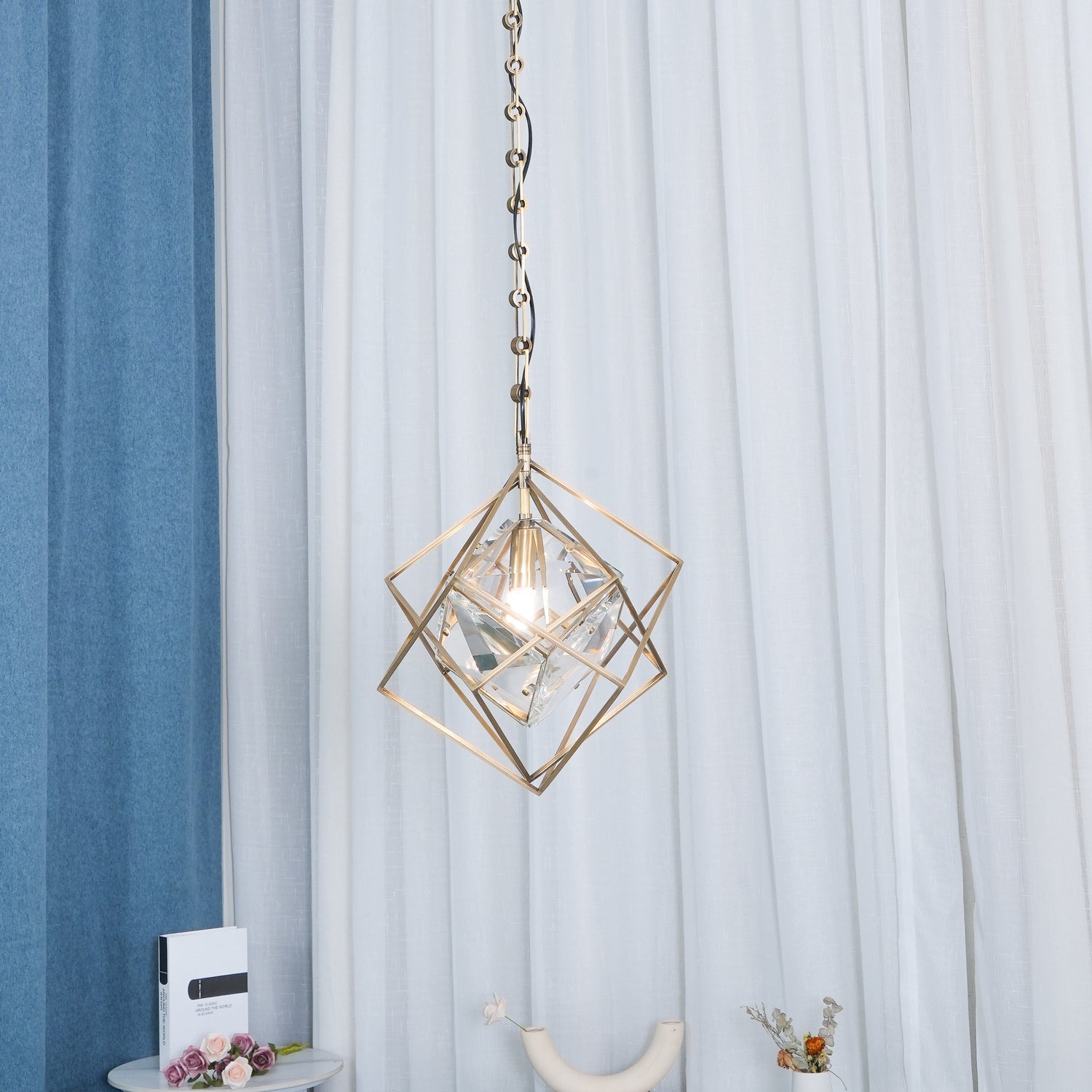 Zovin Brass & Crystal Glam Pendant Light-Neutral Decor