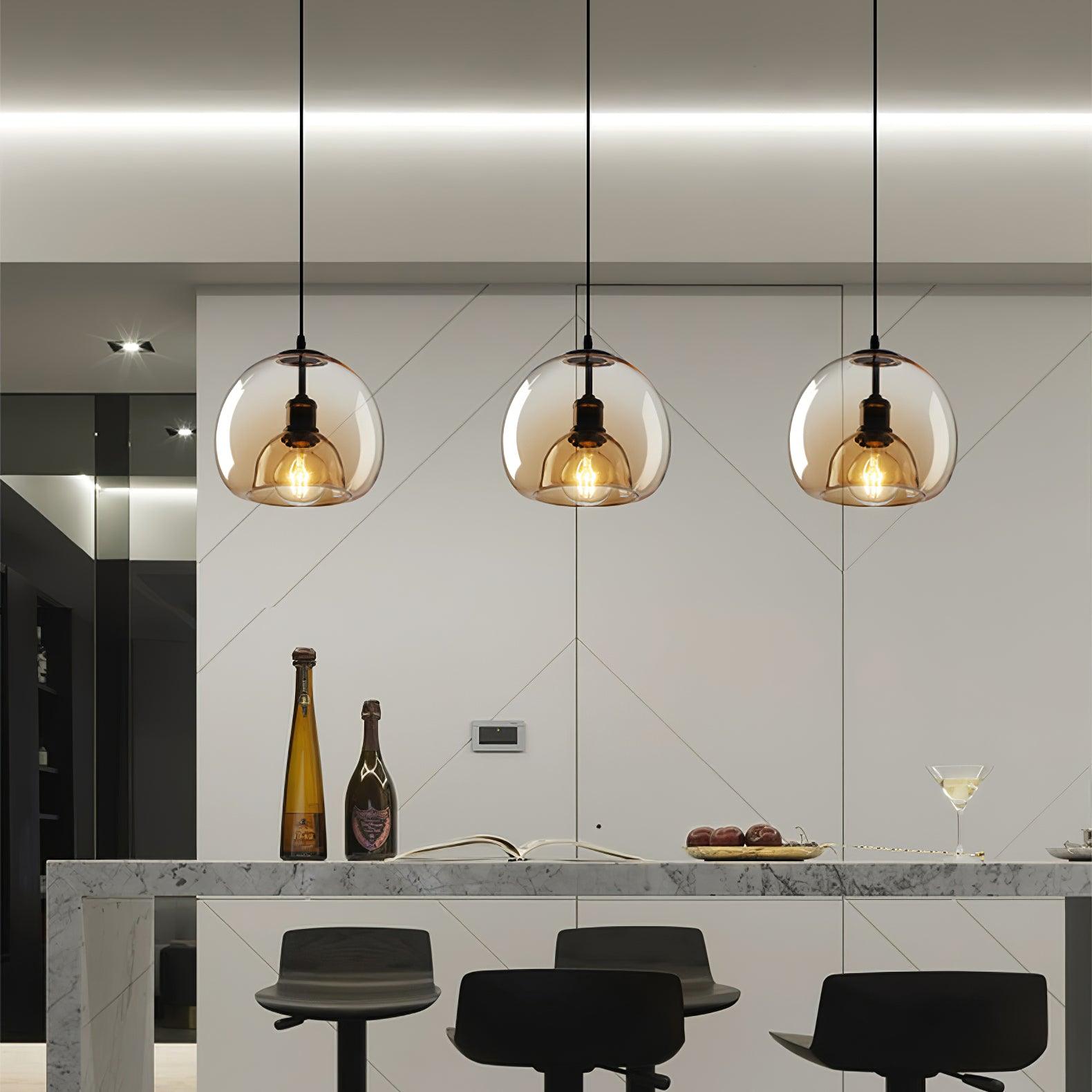 Qev Nordic Art Pearl Glass Pendant Lamp-Neutral Decor