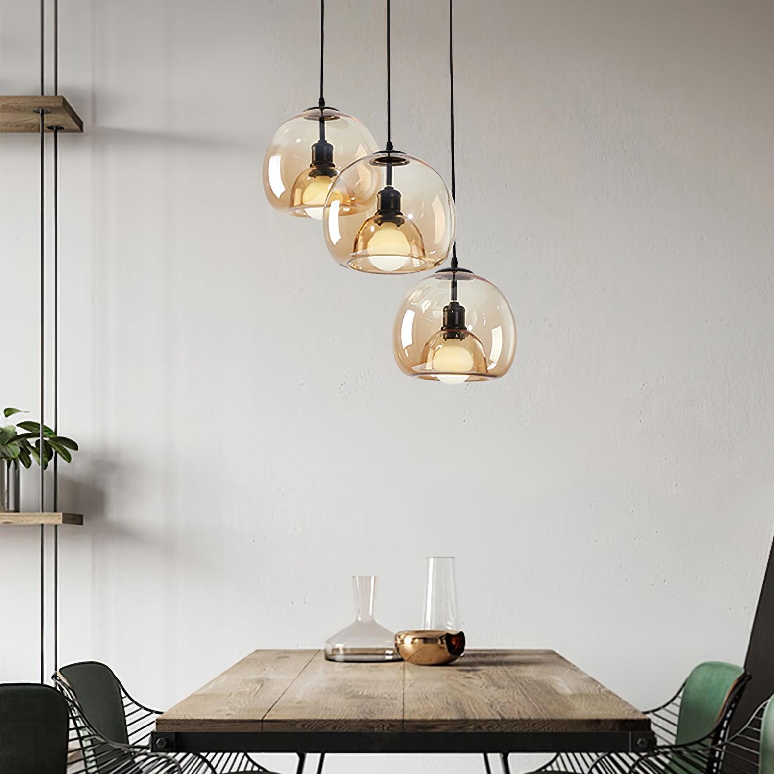 Qev Nordic Art Pearl Glass Pendant Lamp-Neutral Decor