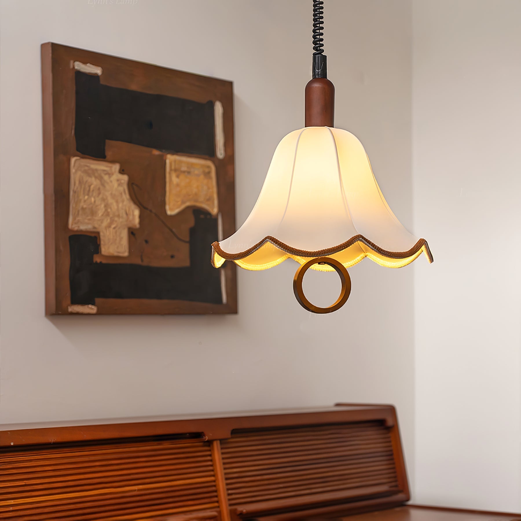 Eurvaryra Classic Elegance Fabric Wood Pendant Light-Neutral Decor